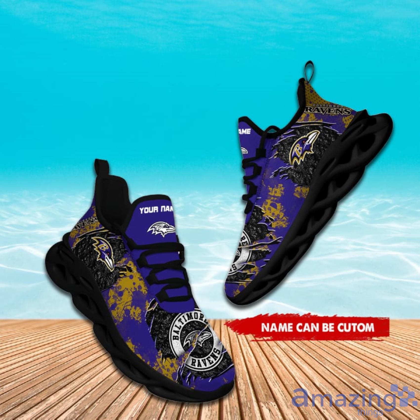 Baltimore Ravens NFL Custom Name Scratch And Grunge Pattern Max Soul Shoes Product Photo 1
