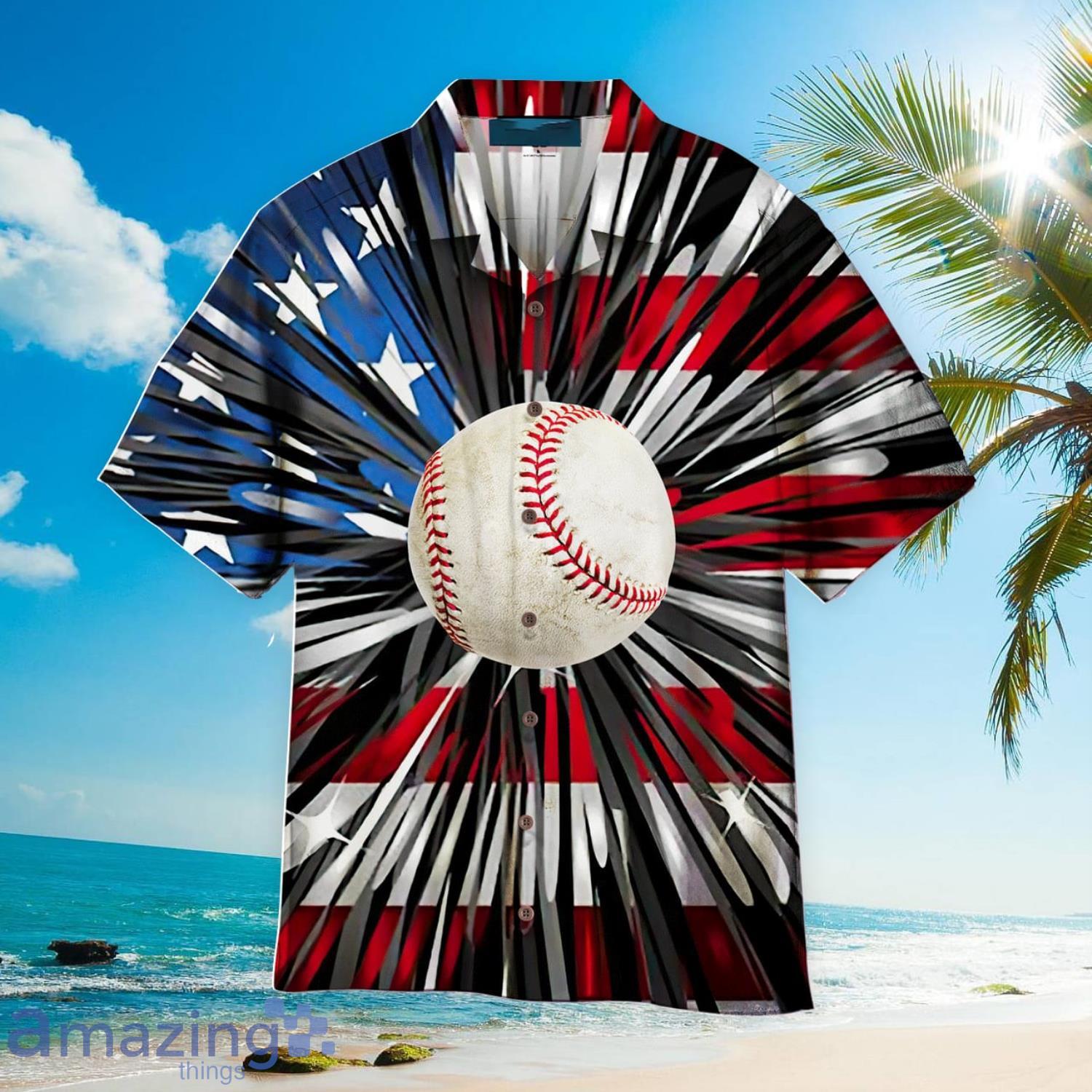 Baseball American Flag Hawaiian Shirt - Trendy Aloha