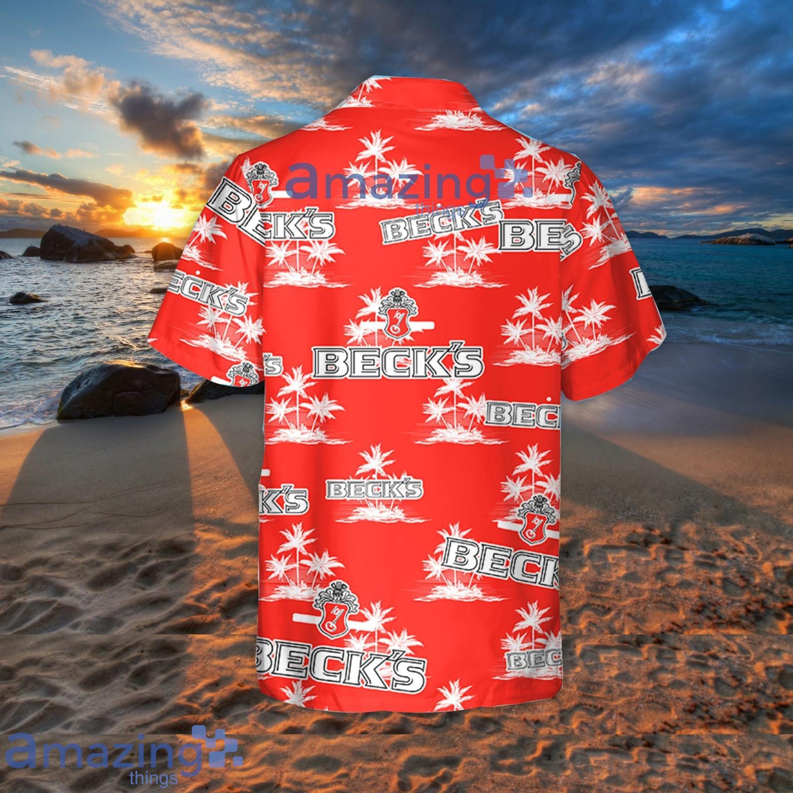 Beck's Beer Hawaiian Coconut Island Pattern Hawaiian Beer Lover Shirt,  Classic Flowers Beer Aloha Shirt - Trendy Aloha