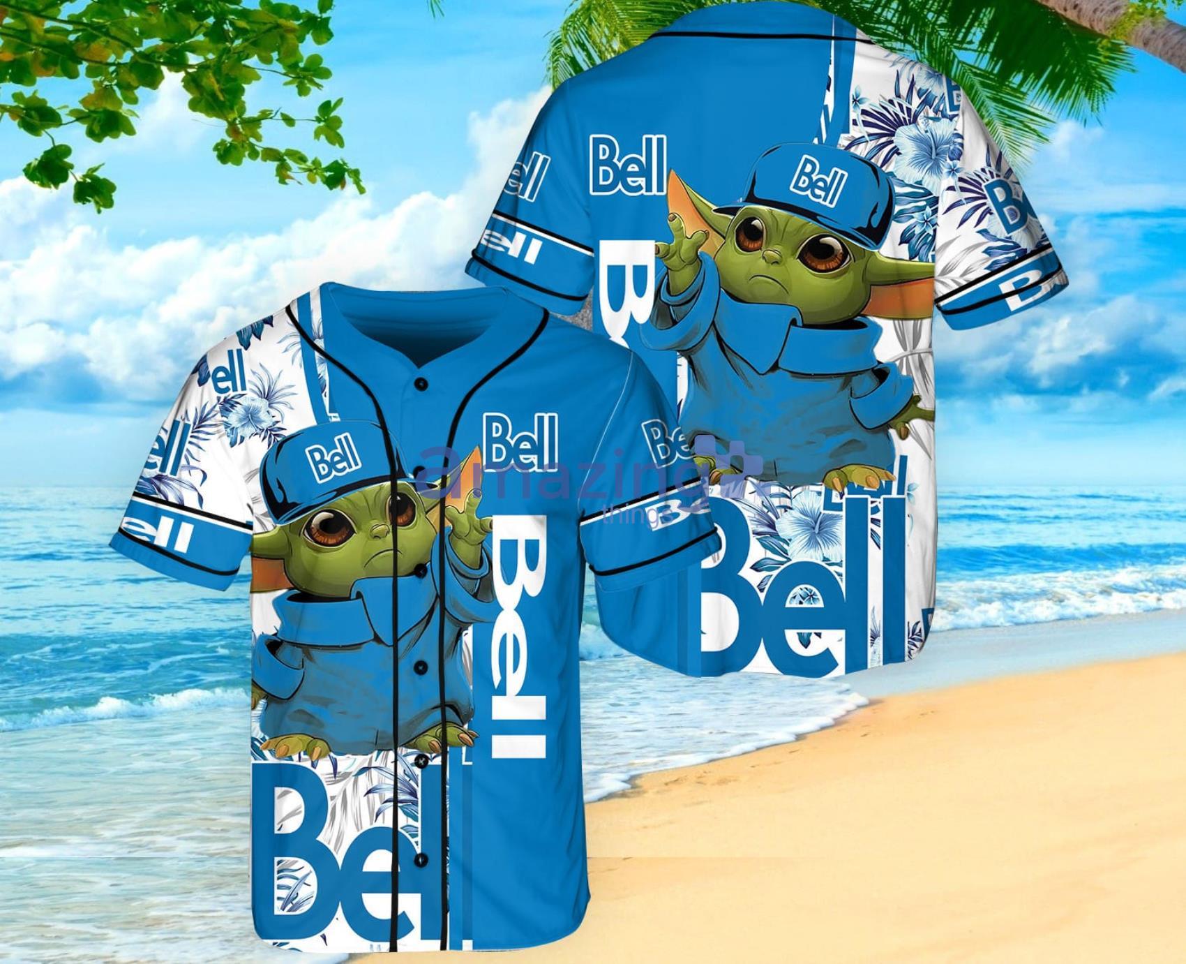 Bell Canada Baby Yoda Lover Tropical Baseball Jersey Shirt