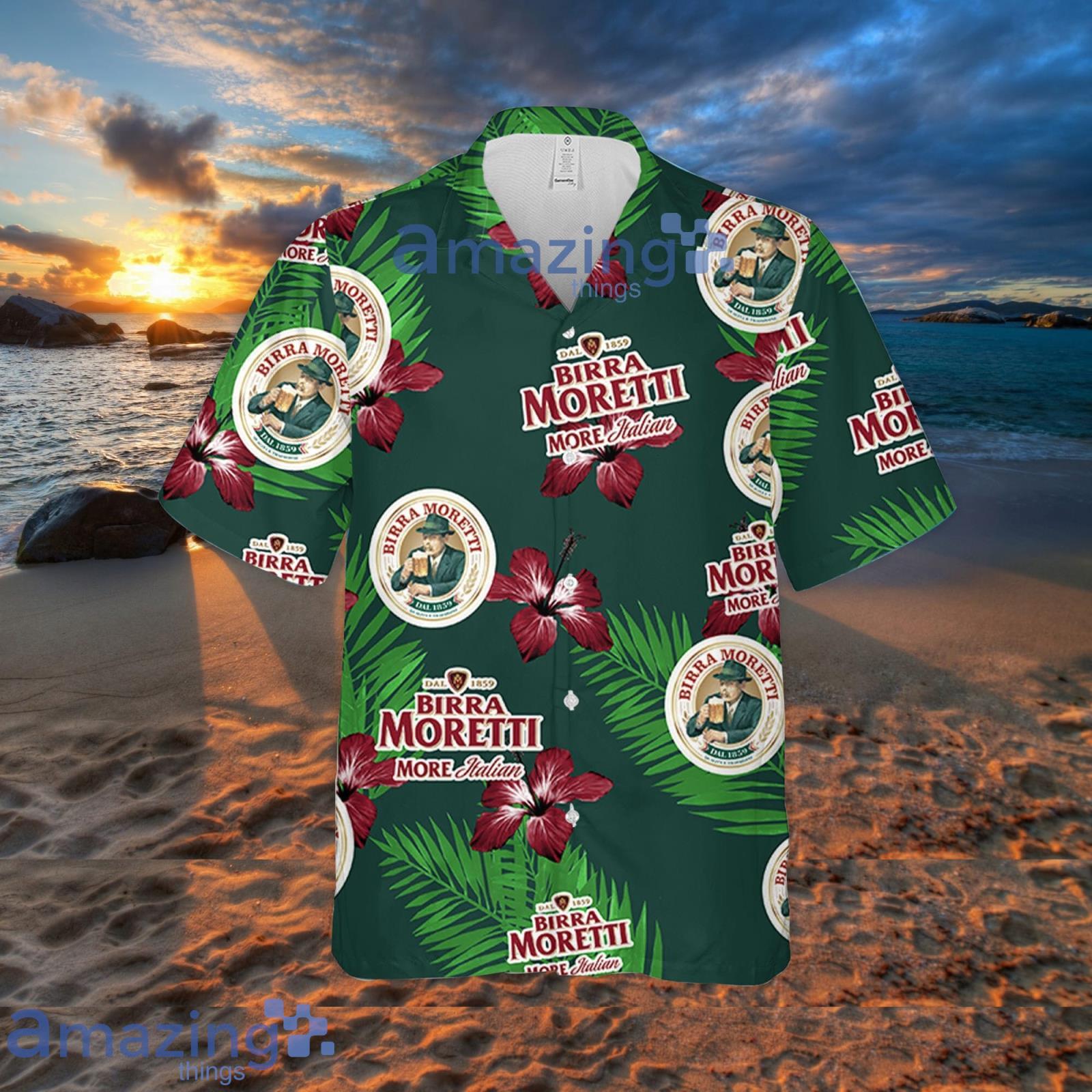 Birra Moretti Hibiscus Flower Pattern Hawaiian Shirt Summer Gift For Beer Lover image Birra Moretti Hibiscus Flower Pattern Hawaiian Shirt Summer Gift For Beer Lover Product Photo 2