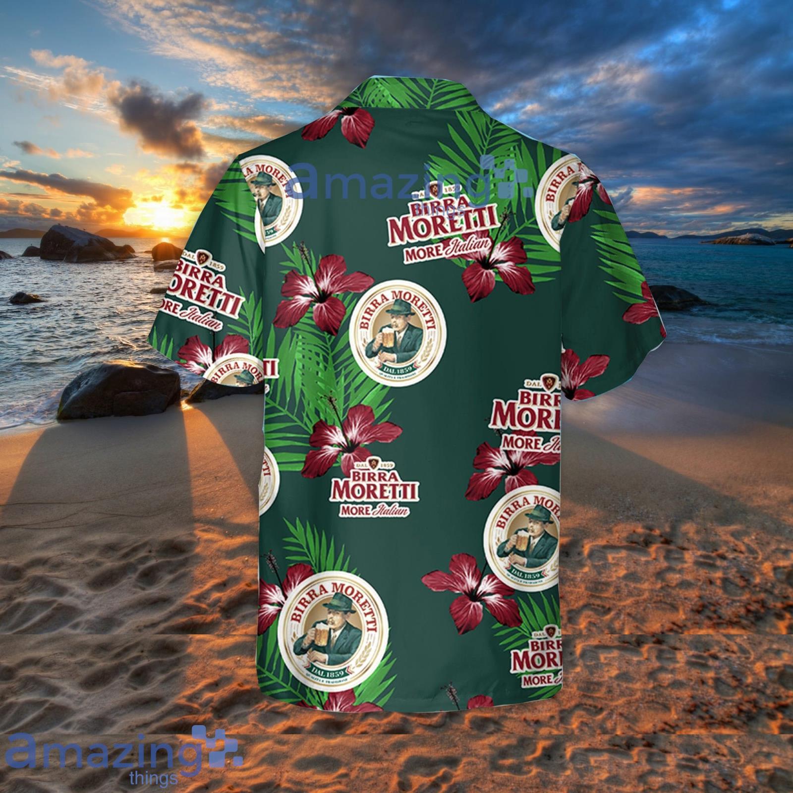 Birra Moretti Hibiscus Flower Pattern Hawaiian Shirt Summer Gift For Beer Lover image Birra Moretti Hibiscus Flower Pattern Hawaiian Shirt Summer Gift For Beer Lover Product Photo 3