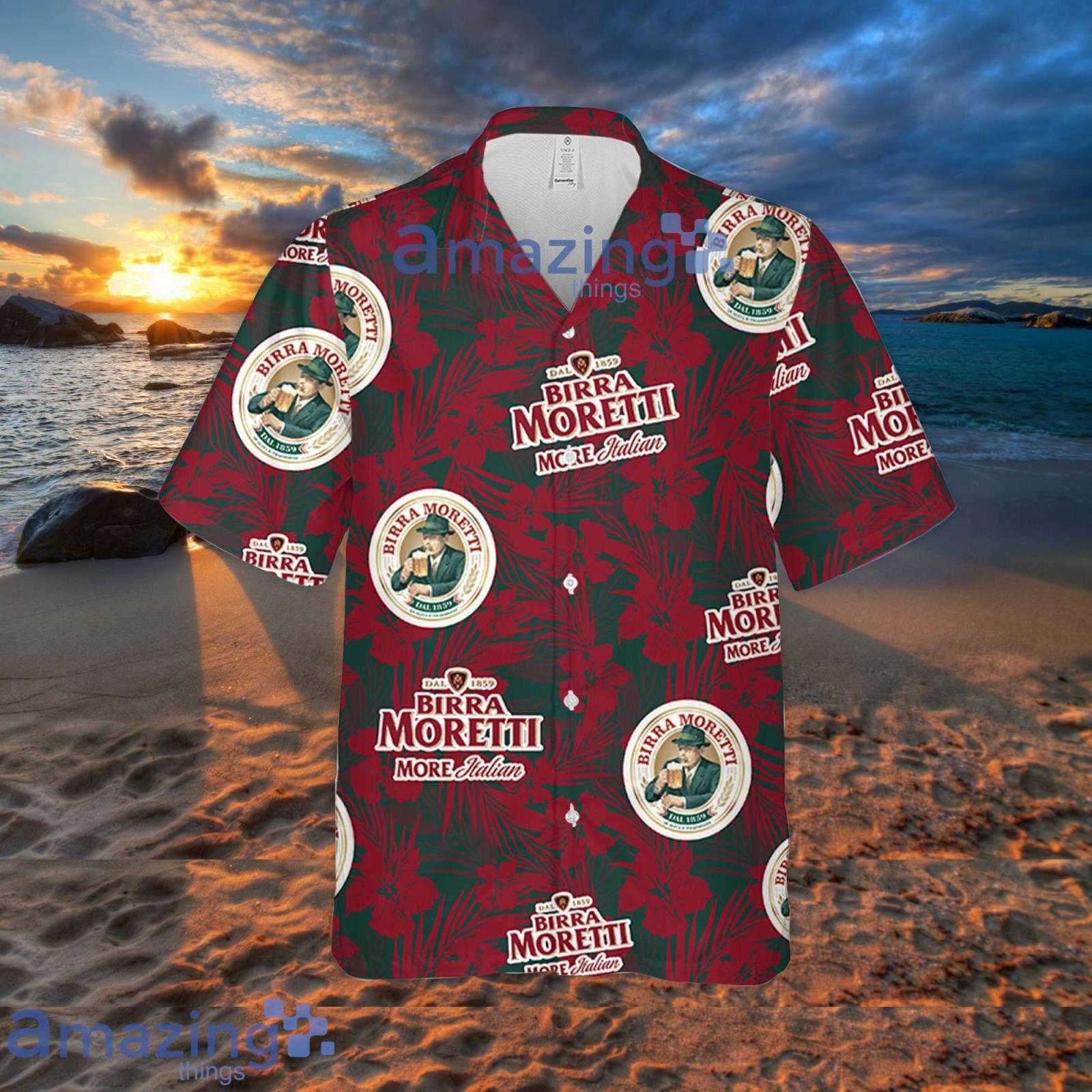Birra Moretti Tropical Flower Pattern Hawaiian Shirt Summer Gift For Beer Lover image Birra Moretti Tropical Flower Pattern Hawaiian Shirt Summer Gift For Beer Lover Product Photo 2