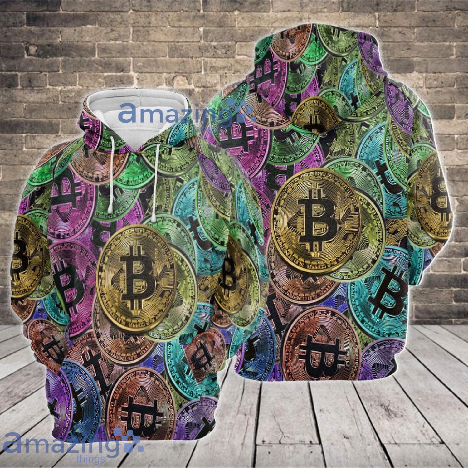 Bitcoin Colorful Bitcoin Pattern Men And Women 3D All Over Print Hoodie For Fans Product Photo 1