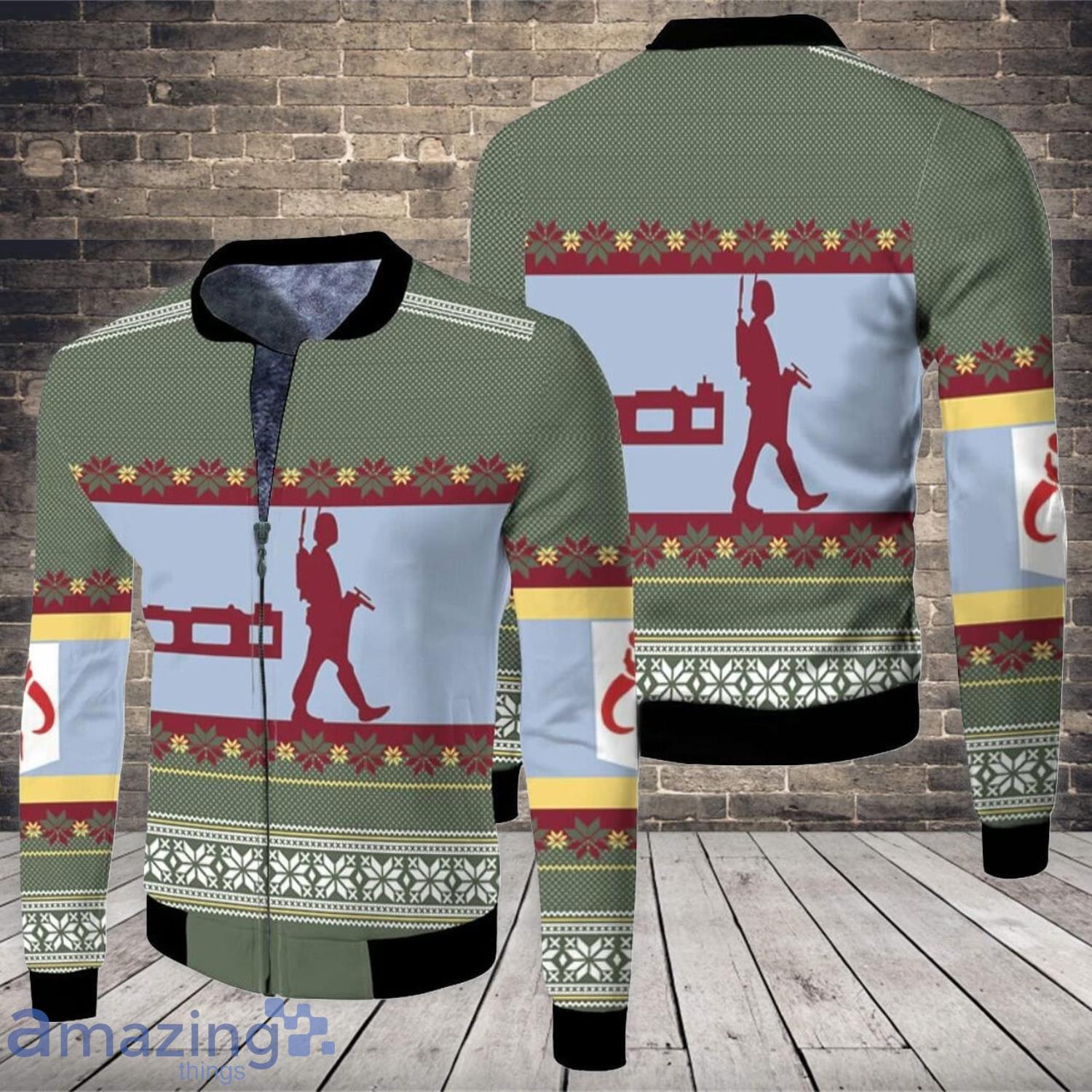 Boba Fett Nordic Christmas Knitting Pattern Fleece Bomber Jacket Product Photo 1