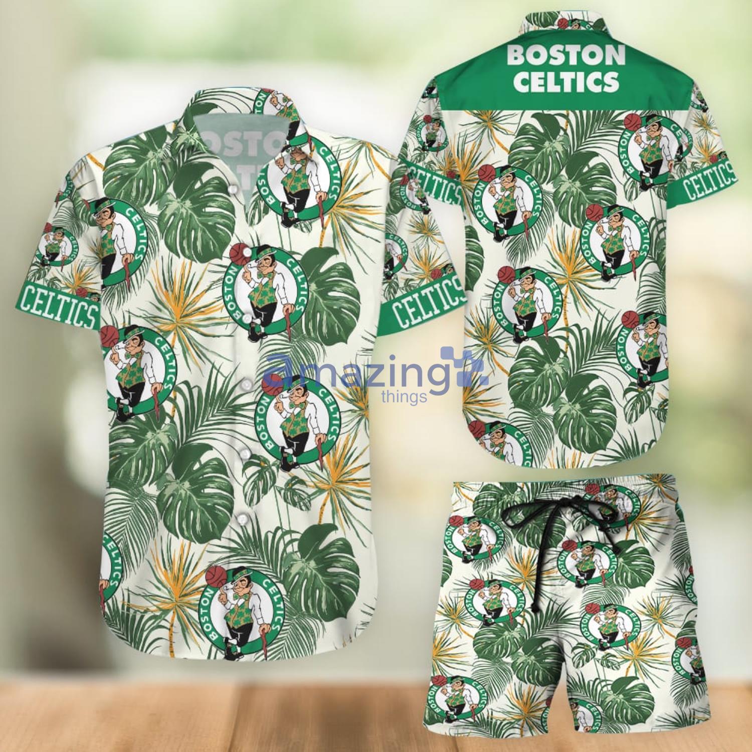 Boston Celtics Tropical Flower Short Sleeve Hawaiian Shirt And Shorts Gift For Summer Vacation Product Photo 1