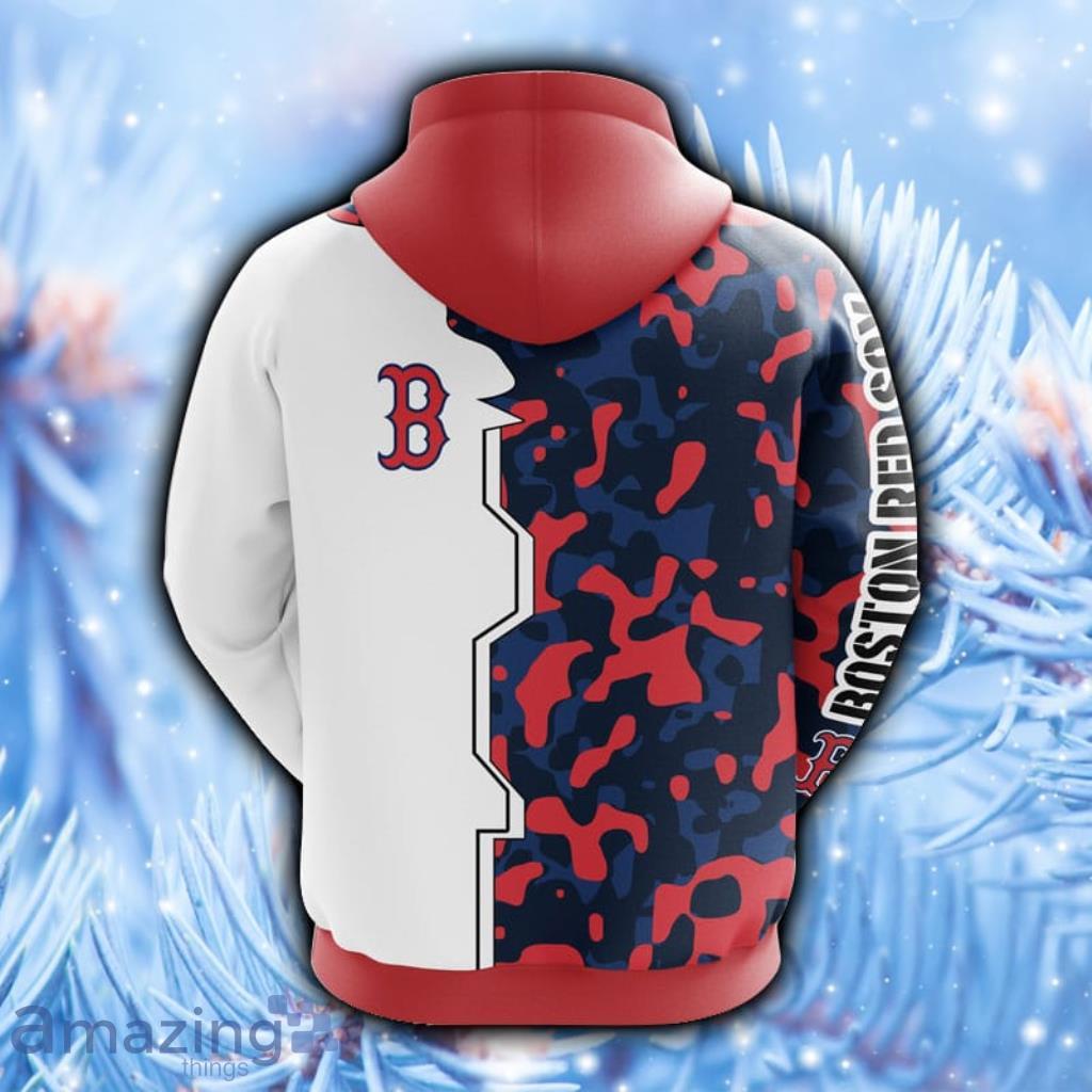 MLB Boston Red Sox Red Camo 3D Pullover Hoodie For Fans