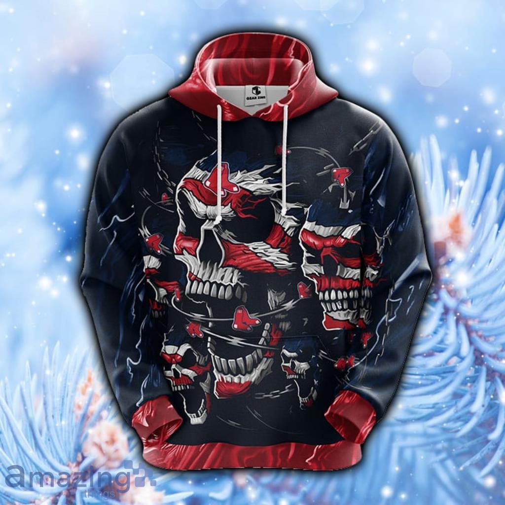 Boston Red Sox MLB Funny Skull Hoodie, Zip  Hoodie 3D All Over Print - 1