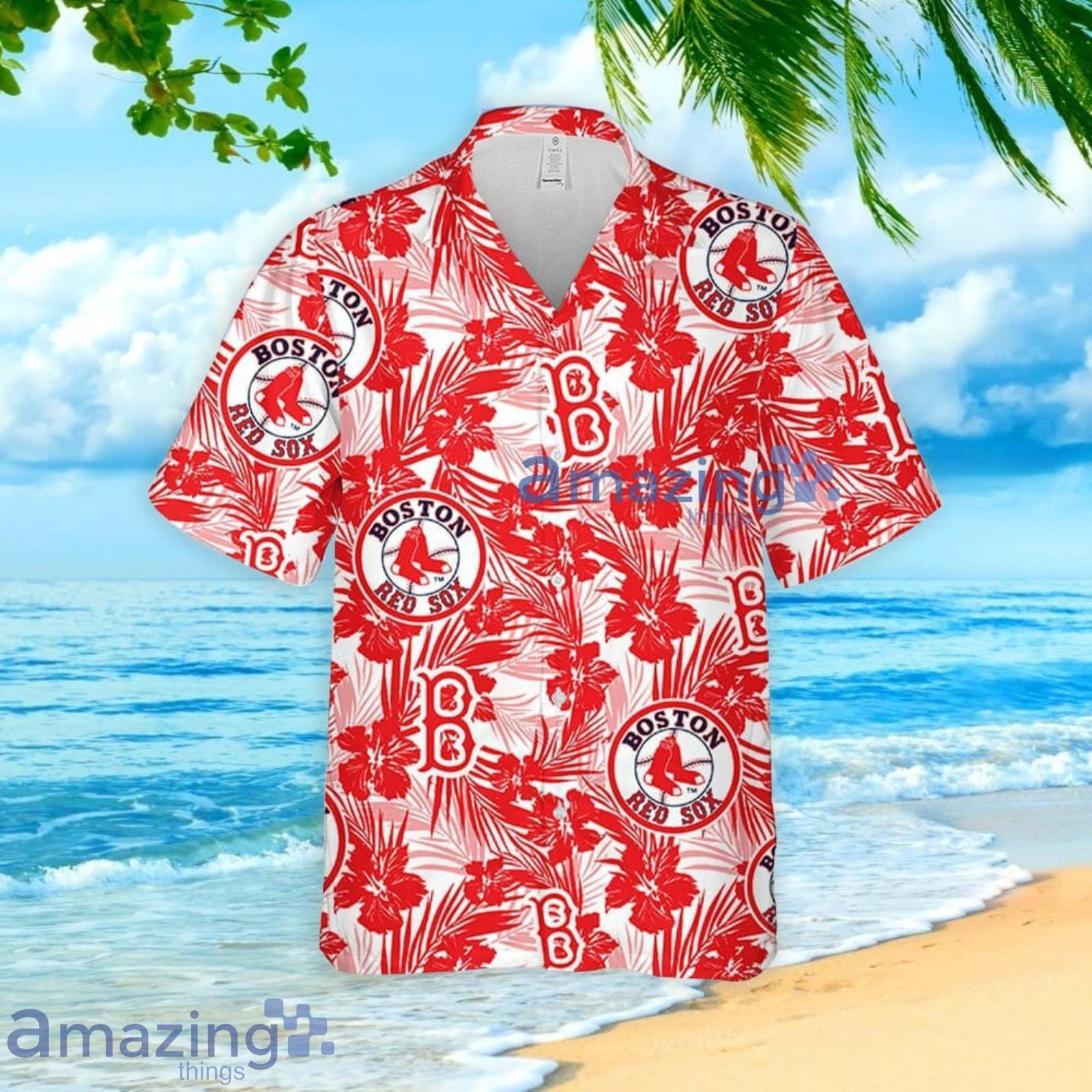 Boston Red Sox Tropical Flower Pattern Hawaiian Shirt And Shorts Summer Gift For Red Sox Fans image Boston Red Sox Tropical Flower Pattern Hawaiian Shirt And Shorts Summer Gift For Red Sox Fans Product Photo 2