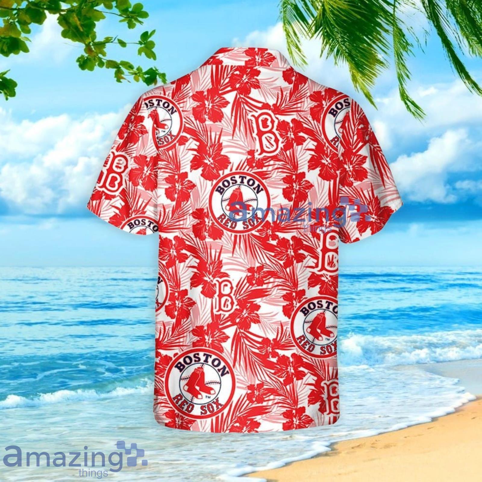 Boston Red Sox Tropical Flower Pattern Hawaiian Shirt And Shorts Summer Gift For Red Sox Fans image Boston Red Sox Tropical Flower Pattern Hawaiian Shirt And Shorts Summer Gift For Red Sox Fans Product Photo 3
