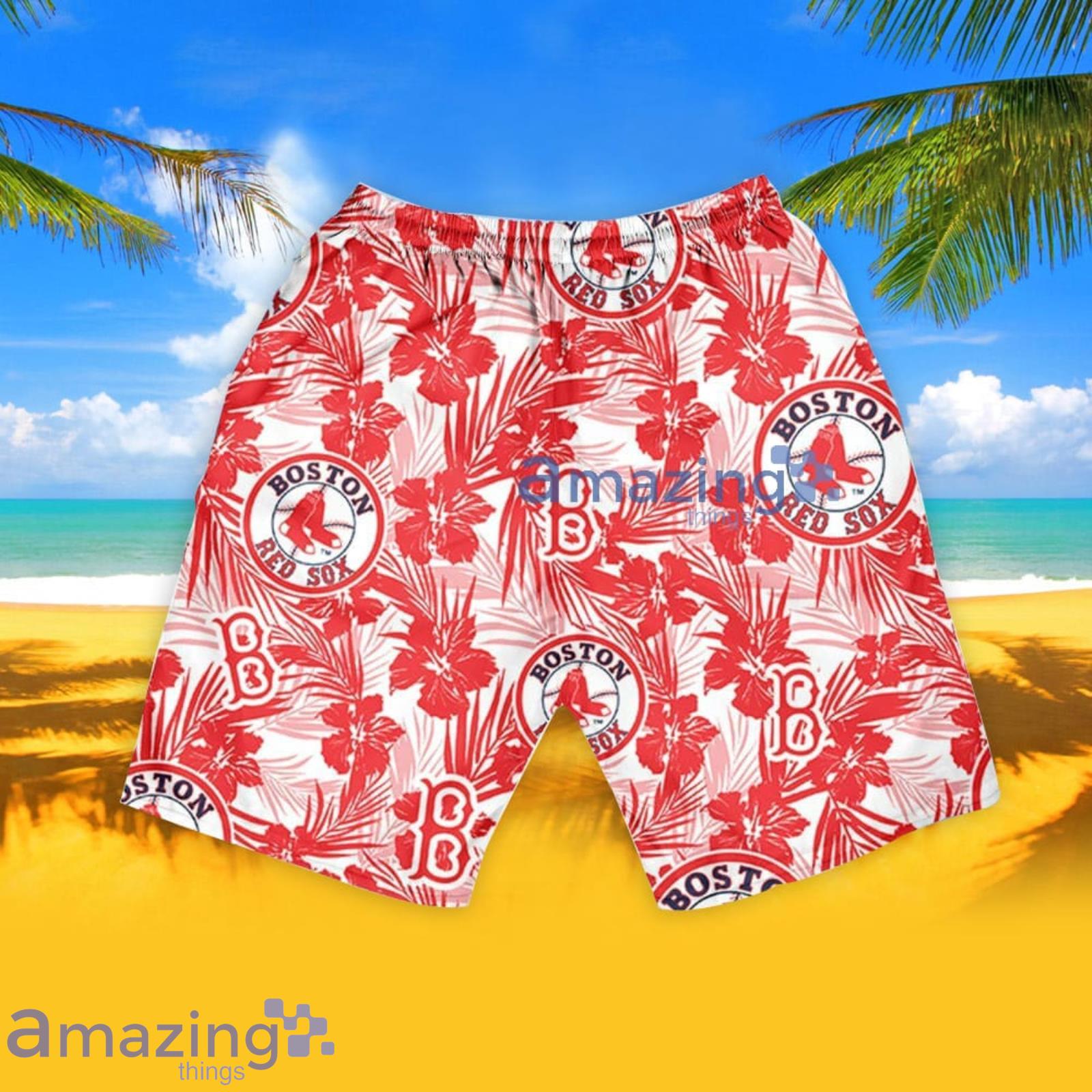 Boston Red Sox Tropical Flower Pattern Hawaiian Shirt And Shorts Summer Gift For Red Sox Fans image Boston Red Sox Tropical Flower Pattern Hawaiian Shirt And Shorts Summer Gift For Red Sox Fans Product Photo 6