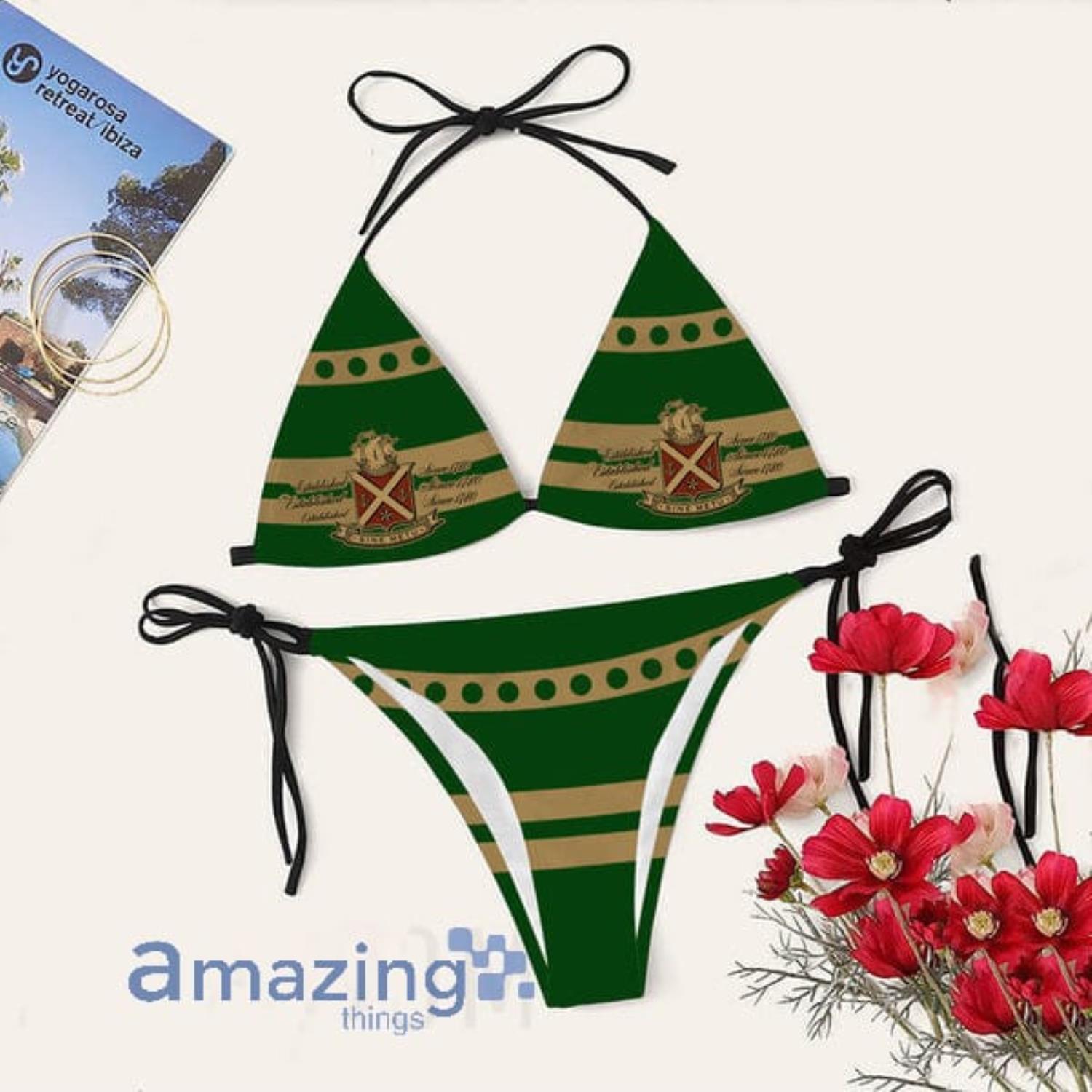 Bronze Stripe Jameson Triangle String Bikini Swimsuit Summer Gift Product Photo 1