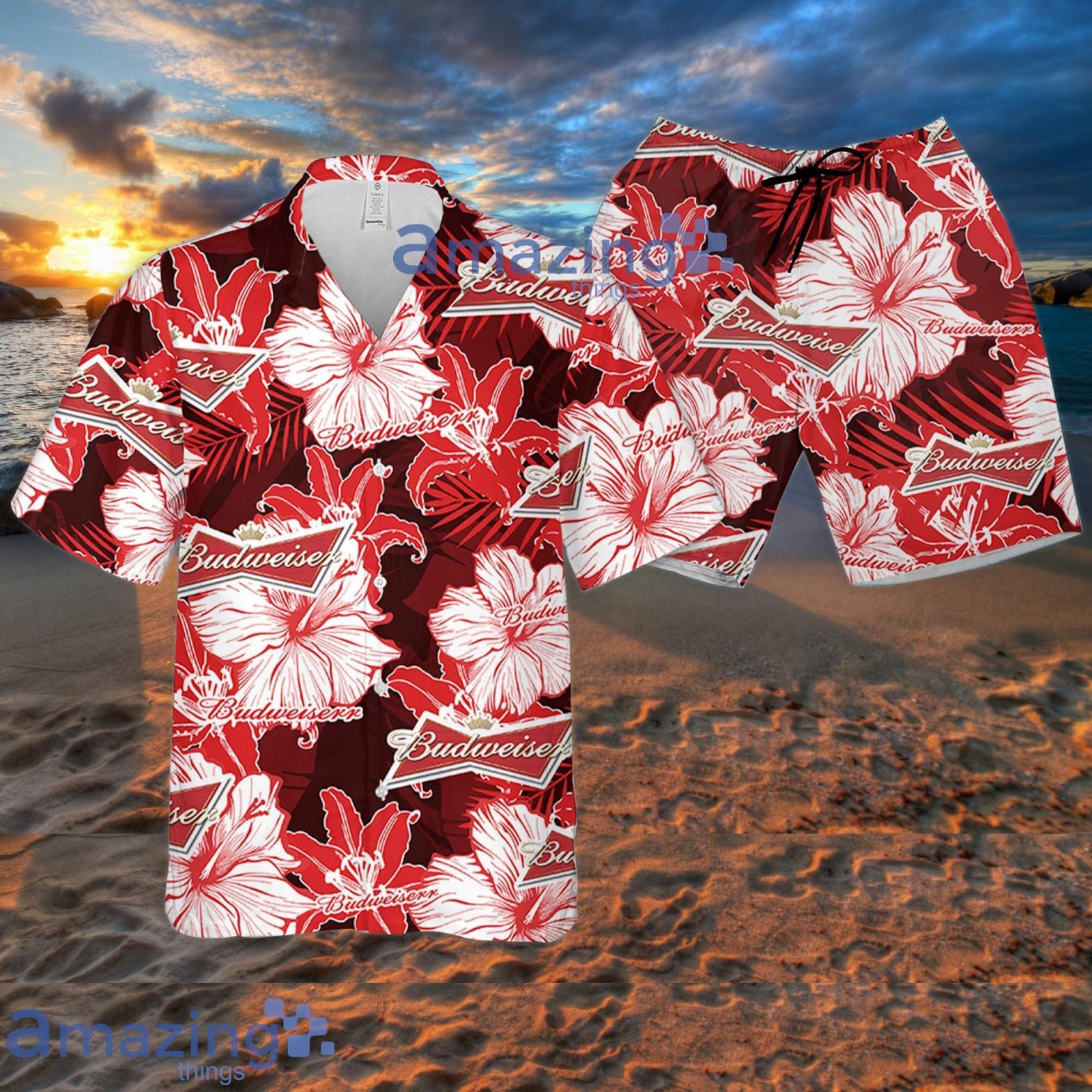 Budweiser Floral Pattern Hawaiian Shirt Summer Gift For Beer Lover Product Photo 1