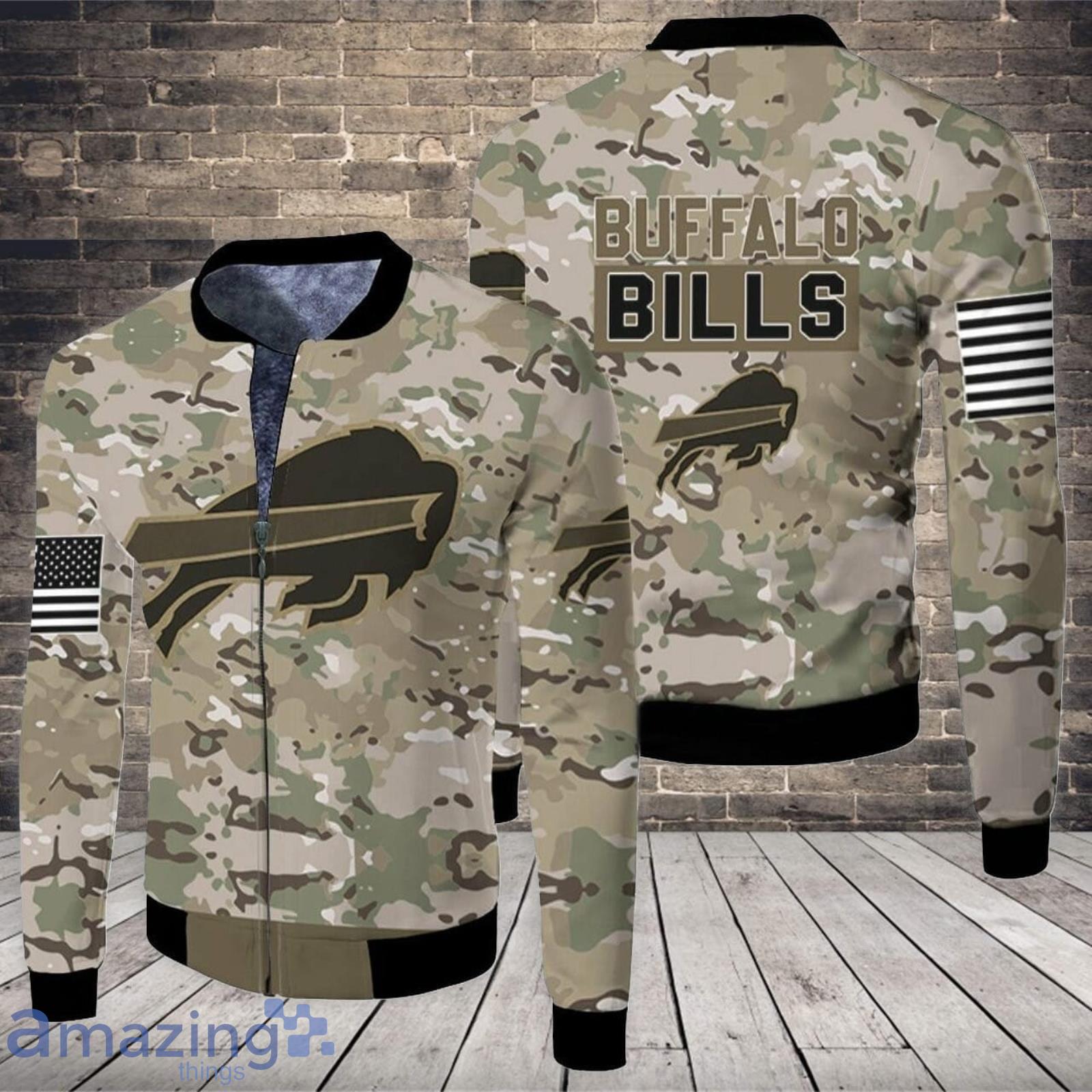 Buffalo Bills Camo Pattern All Over printed 3D Fleece Bomber Jacket