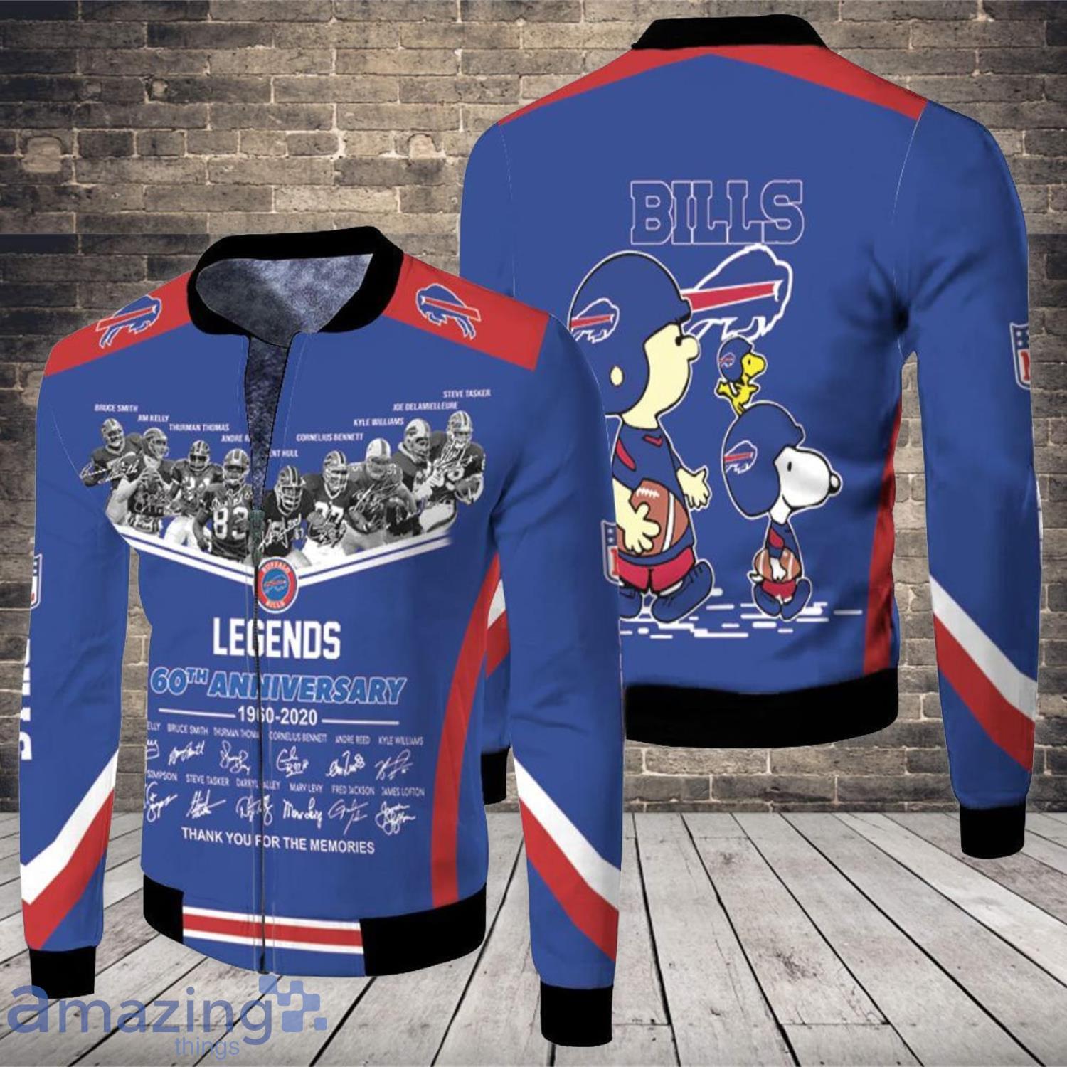 Buffalo Bills Legends Sign 60th Anniversary Afc West Champions Snoopy Fan  All Over printed 3D Fleece Bomber Jacket