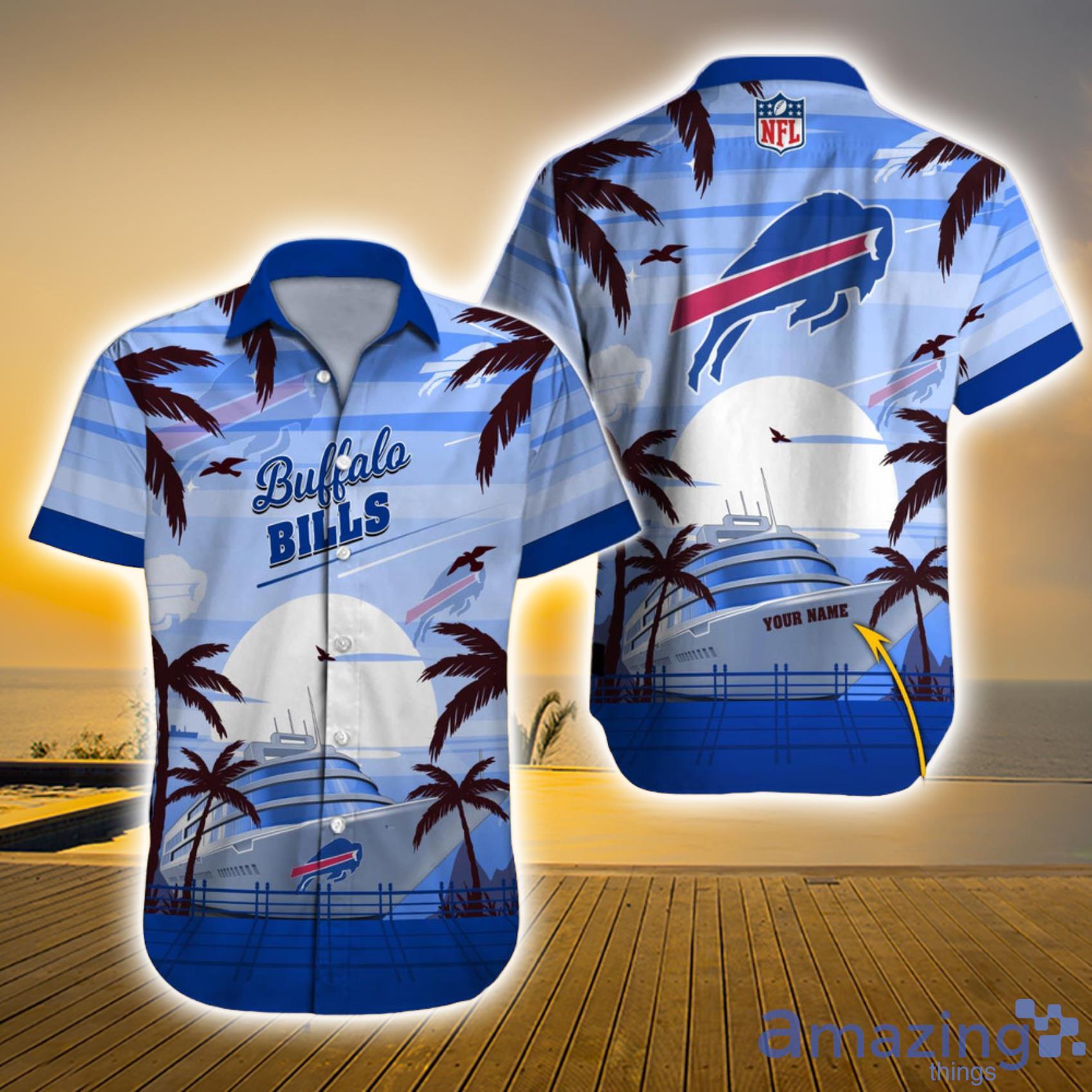 Buffalo Bills NFL Custom Name Big Ship And Ocean Aloha Short Sleeve Hawaiian Shirt Product Photo 1