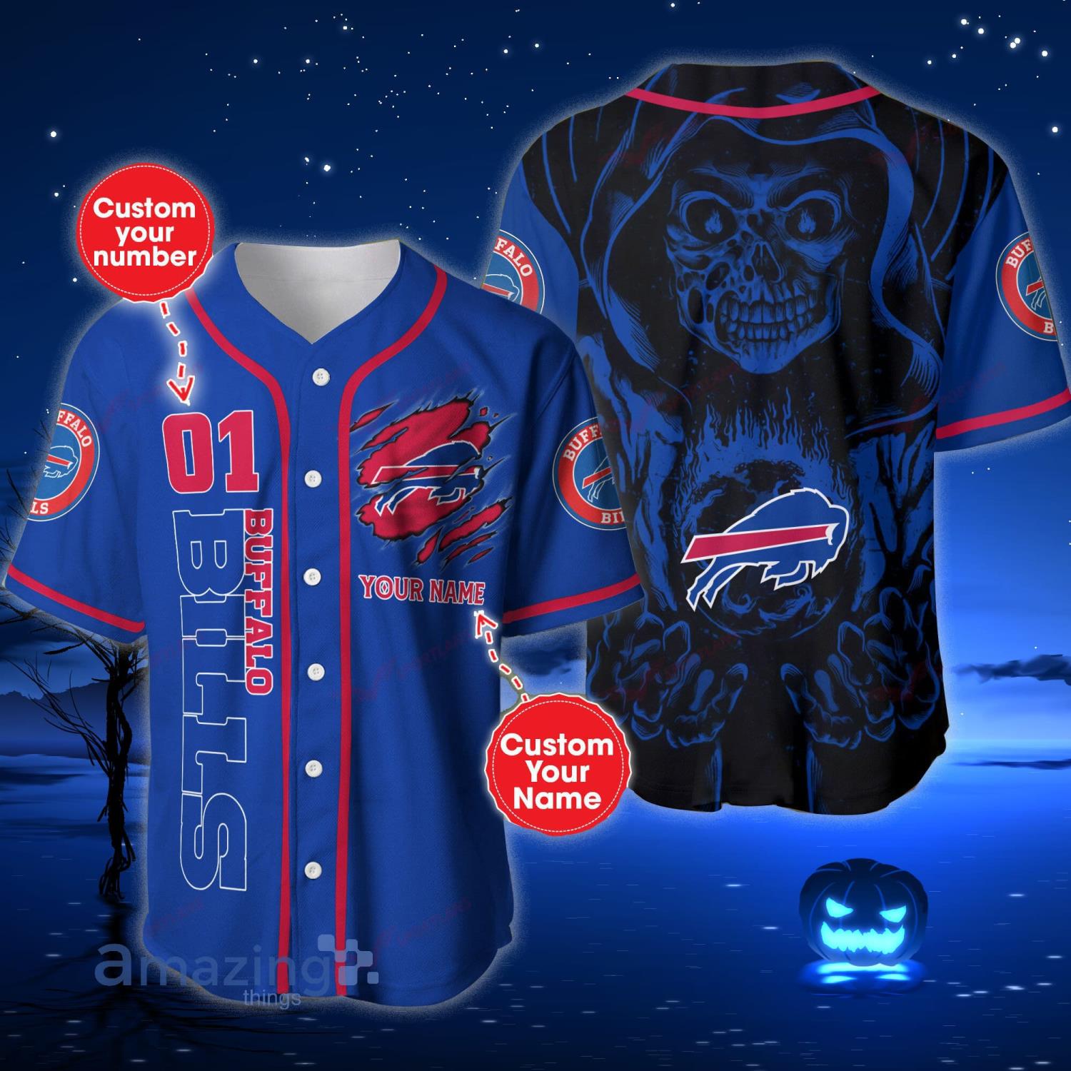 Custom Name Nfl Buffalo Bills Baseball Jersey Shirt