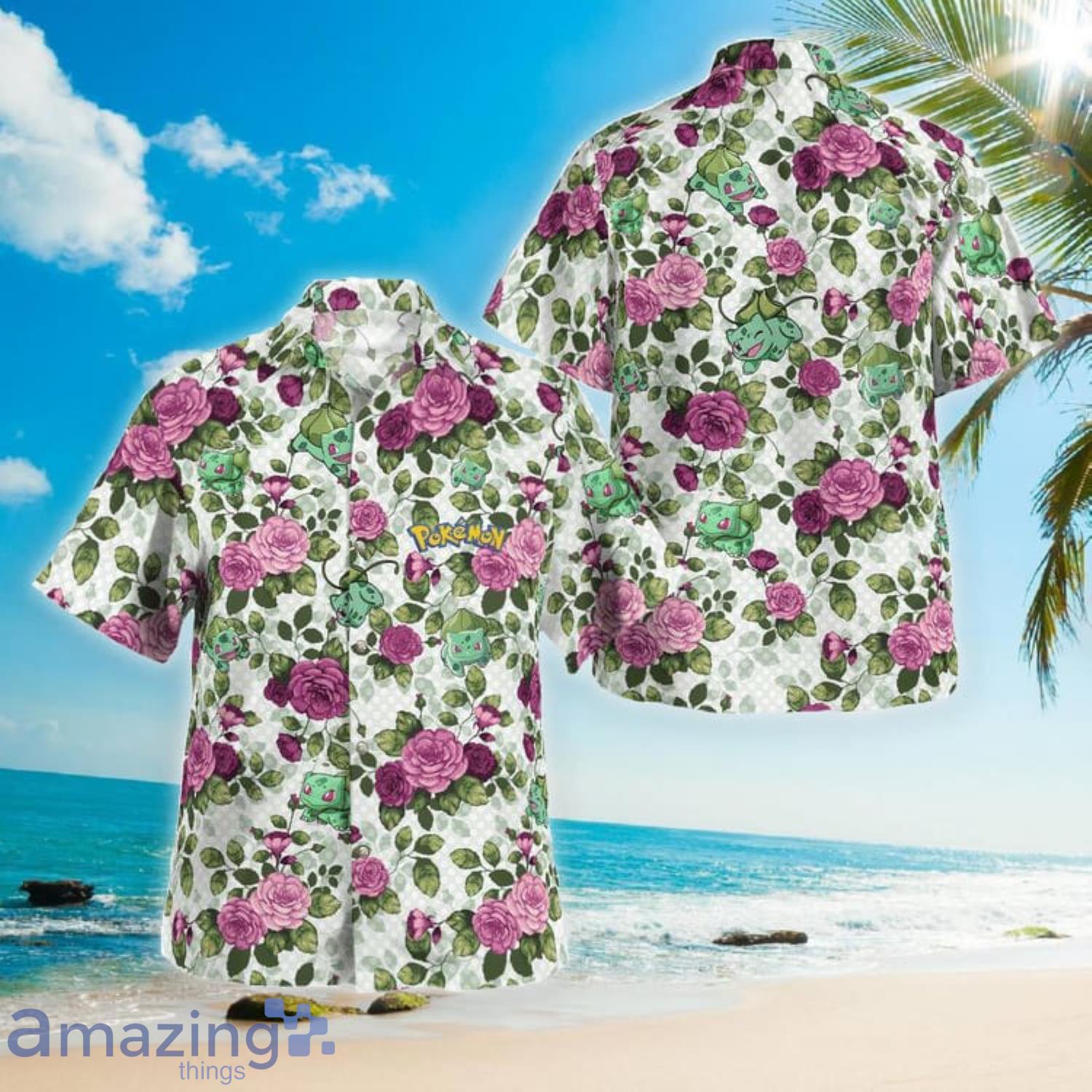Bulbasaur Floral Flowers Aloha Summer Gift Hawaiian Shirt Product Photo 1