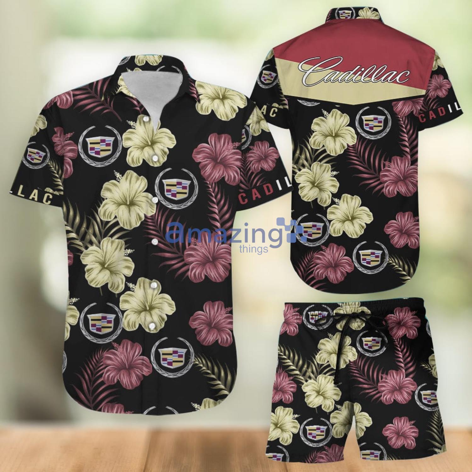 Cadillac Tropical Flower Hawaiian Shirt And Shorts Gift For Summer Vacation Product Photo 1 Cadillac Tropical Flower Hawaiian Shirt And Shorts Gift For Summer Vacation Product Photo 1