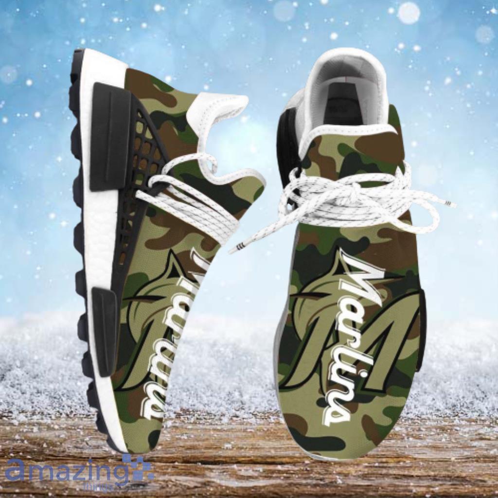 Camo Camouflage Miami Marlins MLB NMD Human Race Shoes Running Sneakers - Camo Camouflage Miami Marlins MLB NMD Human Race Shoes Running Sneakers