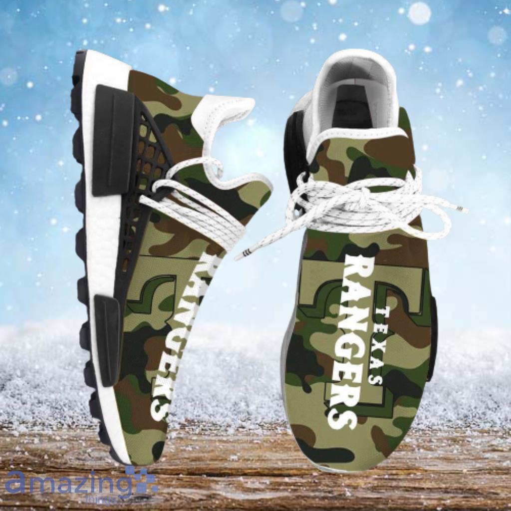 Camo Camouflage Texas Rangers MLB NMD Human Race Shoes Running Sneakers - Camo Camouflage Texas Rangers MLB NMD Human Race Shoes Running Sneakers