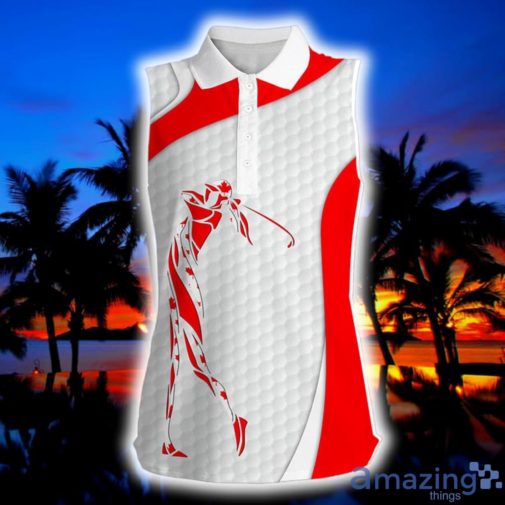 Canadian Flag Patriot Golf White Golf Gifts For Women Womens Sleeveless Polo Shirt Product Photo 1