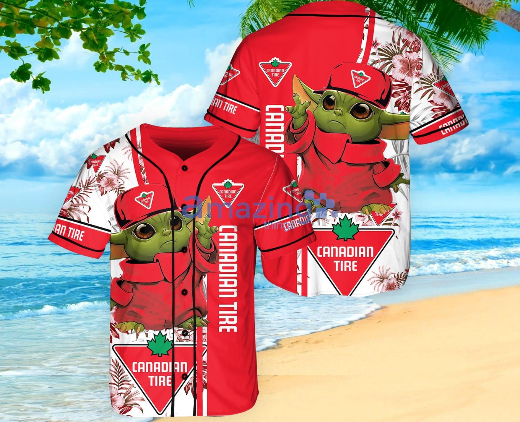 Canadian Tire Baby Yoda Lover Tropical Baseball Jersey Shirt Product Photo 1