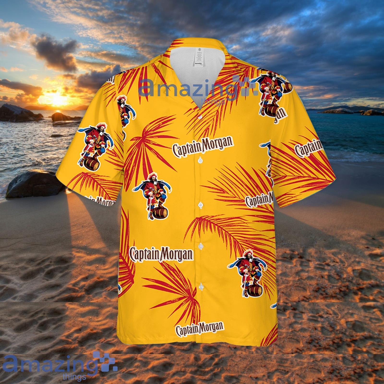 Captain Morgan Palm Leaves Pattern Hawaiian Shirt Summer Gift For Beer Lover image Captain Morgan Palm Leaves Pattern Hawaiian Shirt Summer Gift For Beer Lover Product Photo 2