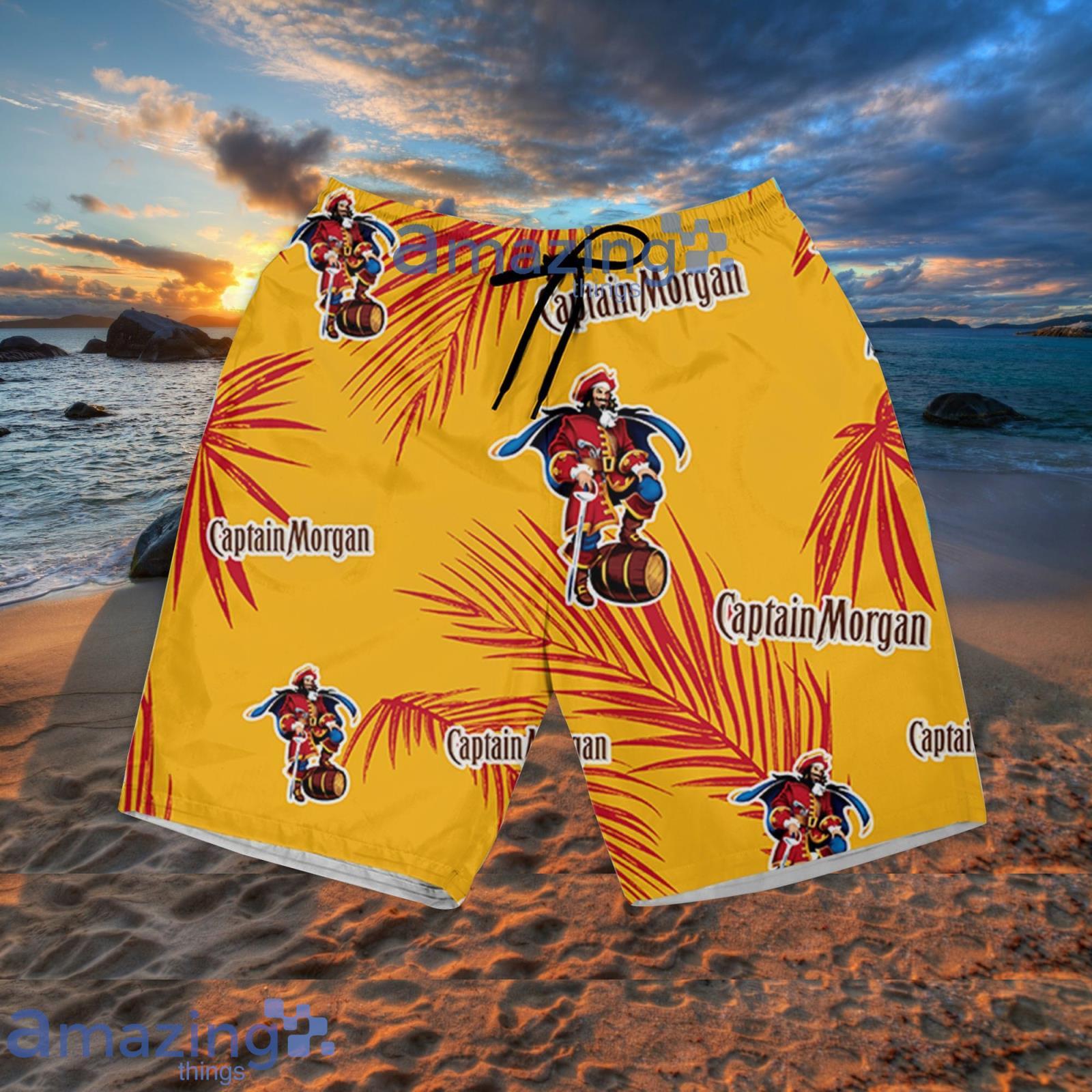 Captain Morgan Palm Leaves Pattern Hawaiian Shirt Summer Gift For Beer Lover image Captain Morgan Palm Leaves Pattern Hawaiian Shirt Summer Gift For Beer Lover Product Photo 4