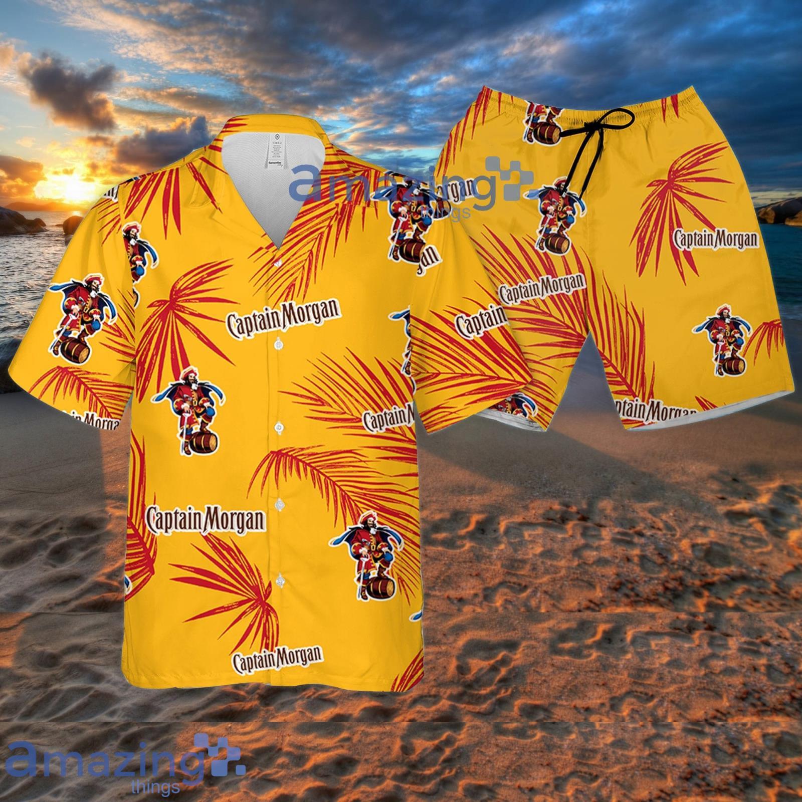 Captain Morgan Palm Leaves Pattern Hawaiian Shirt Summer Gift For Beer Lover Product Photo 1