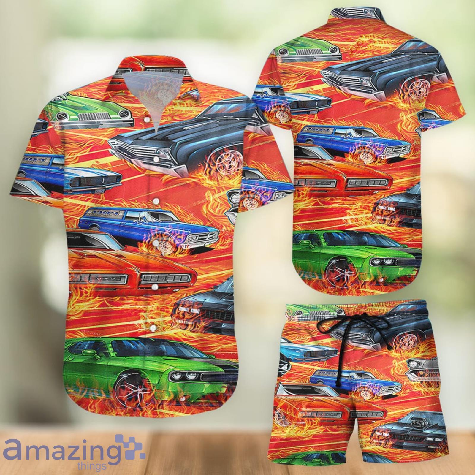 Car On Fire  - Aloha Combo Hawaiian Shirt And Shorts Gift For Summer Vacation Product Photo 1
