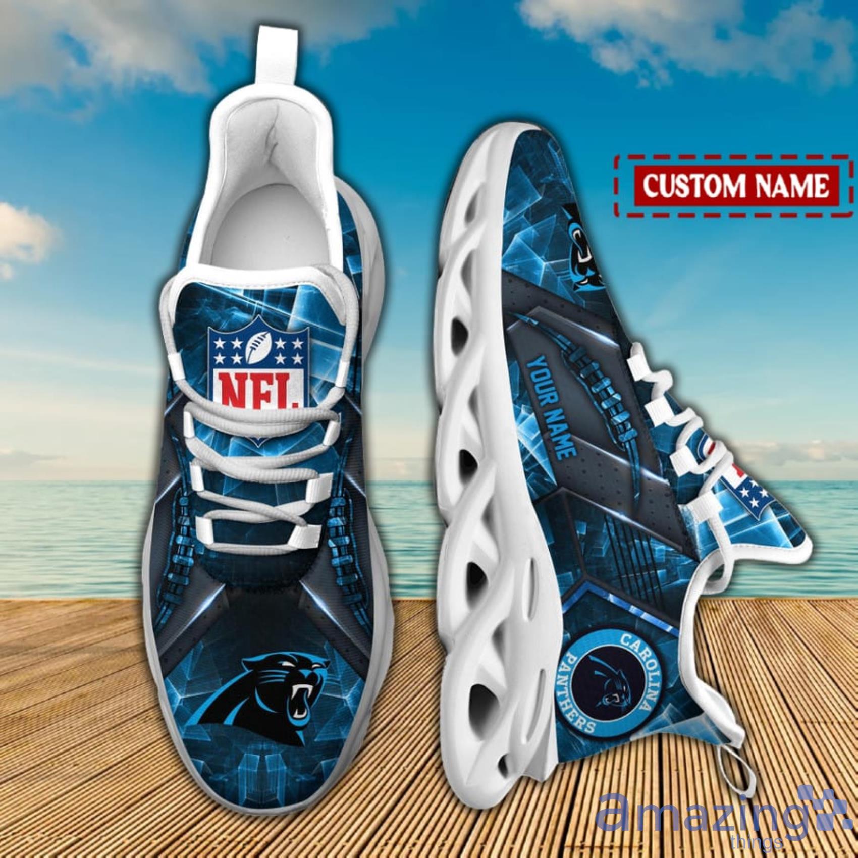 NFL Carolina Panthers Blue Black Max Soul Shoes Gift For Fans Sport