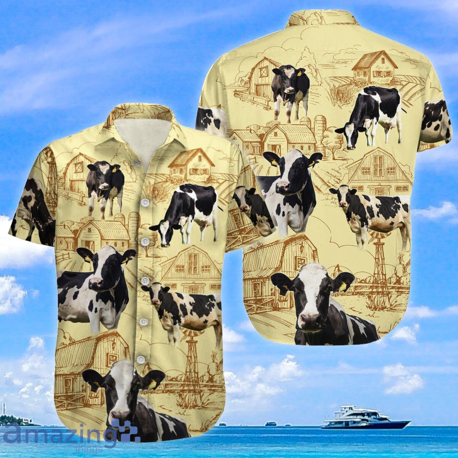 Cattle Hawaiian Shirt And Shorts Holstein Friesian Cattle Shirt Dairy Cow Shirt Product Photo 1