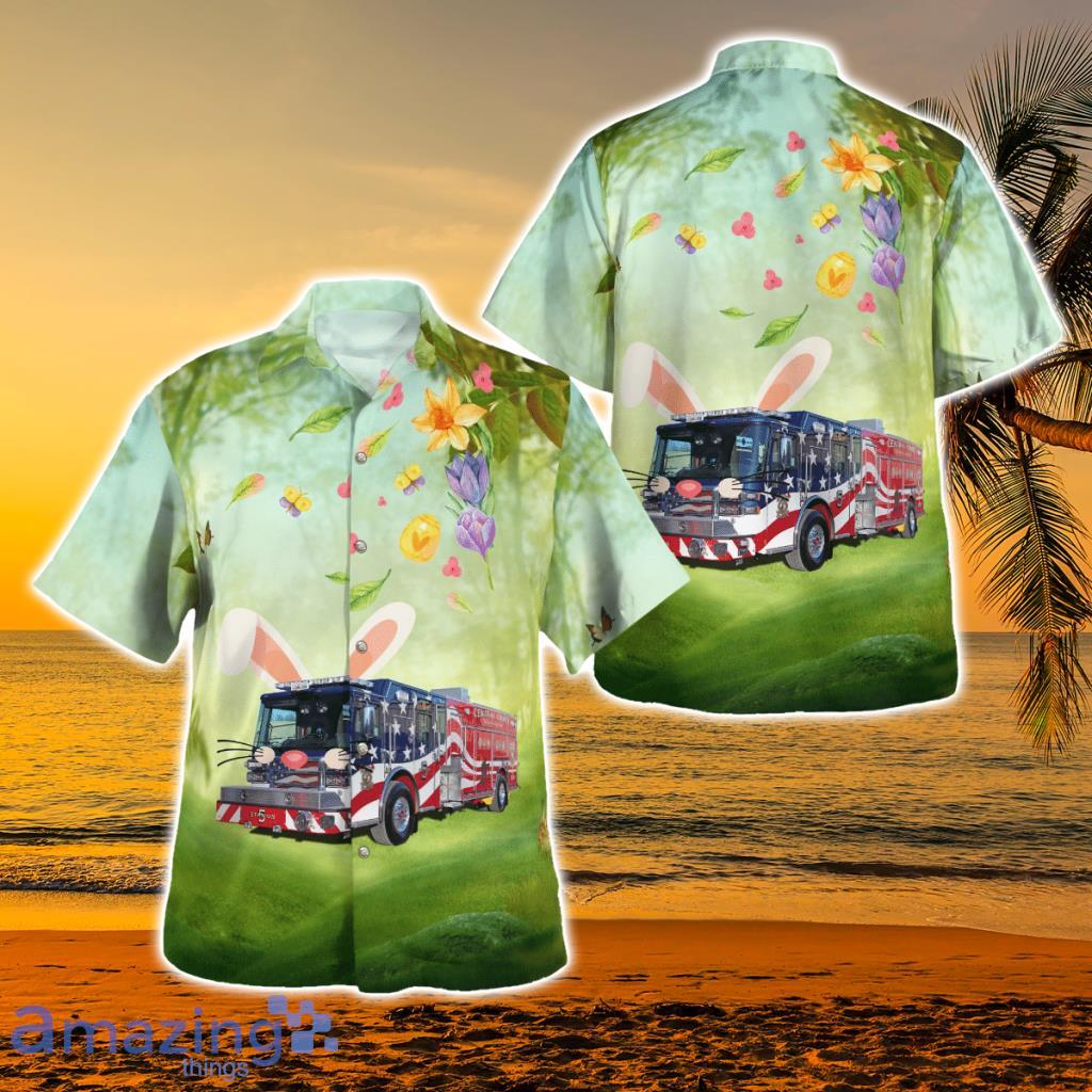Central County Fire Truck, Easter Hawaiian Shirt - Central County Fire Truck, Easter Hawaiian Shirt