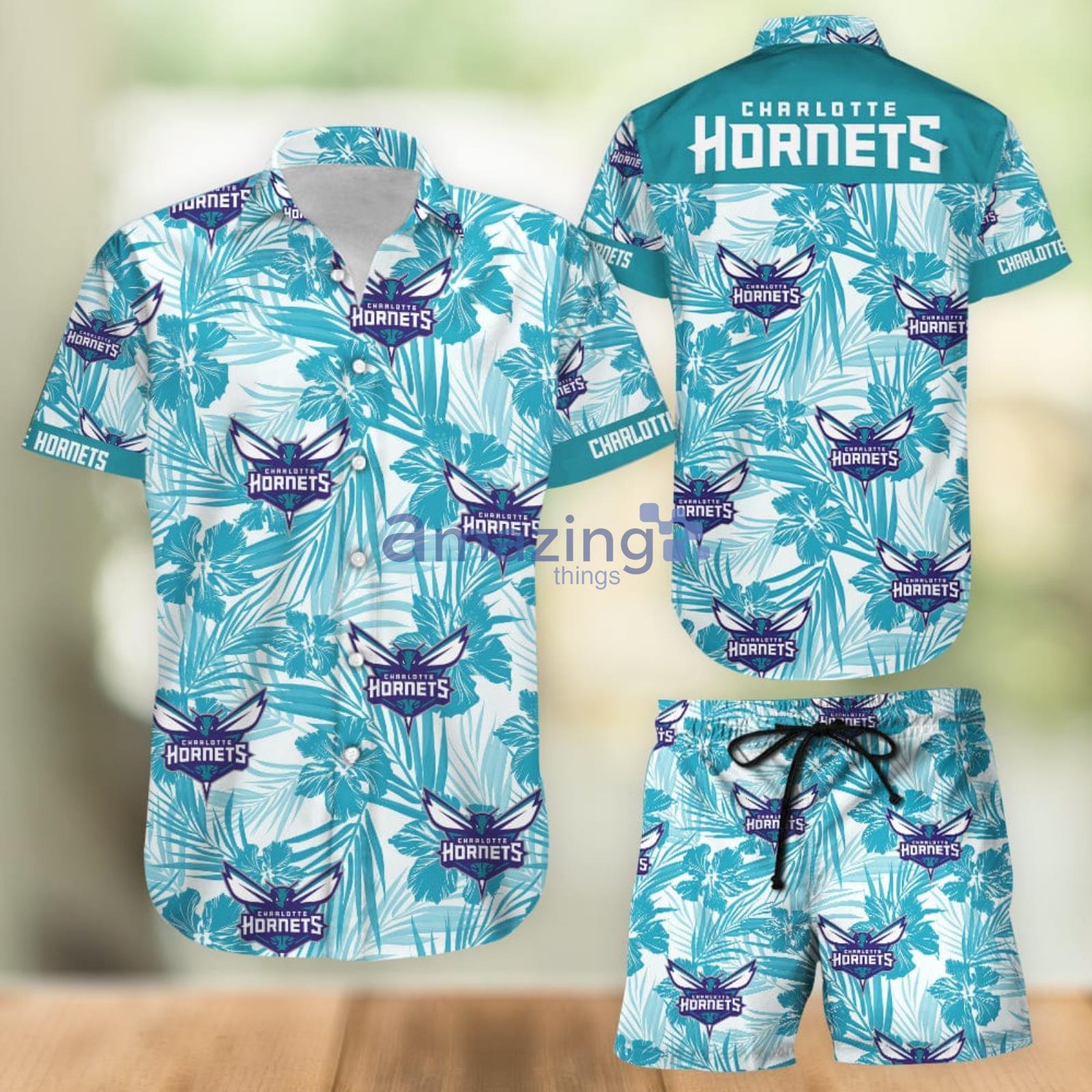 Charlotte Hornets Tropical Flower Short Sleeve Hawaiian Shirt - T