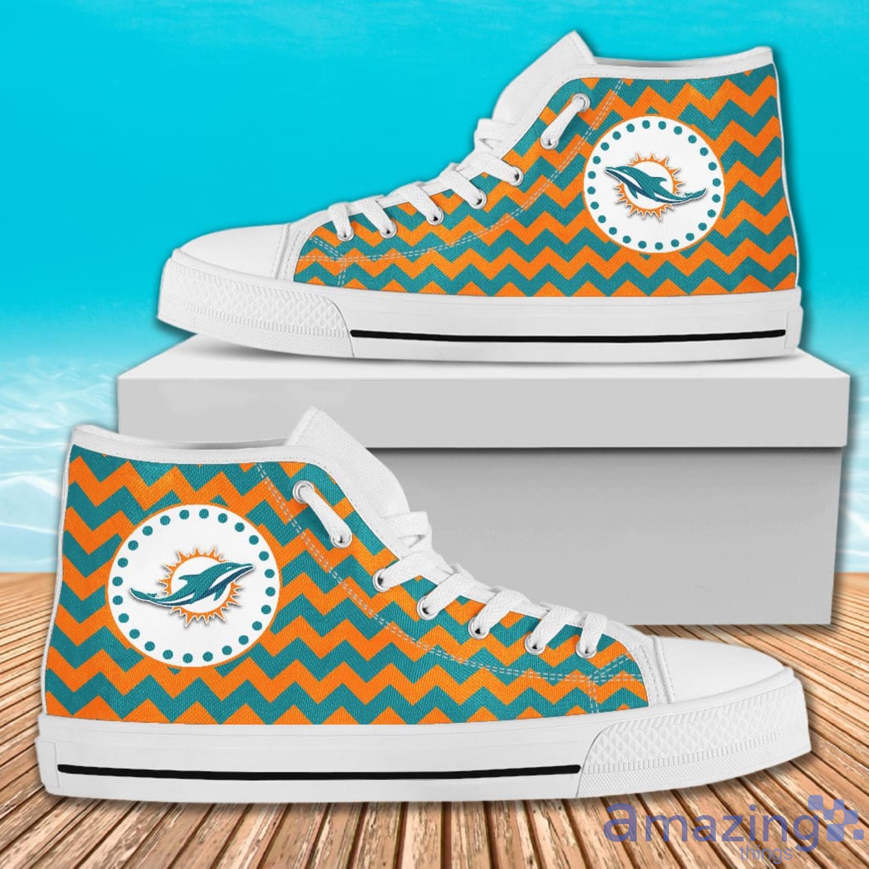 Chevron Broncos Miami Dolphins High Top Shoes For Men And Women image Chevron Broncos Miami Dolphins High Top Shoes For Men And Women Product Photo 2