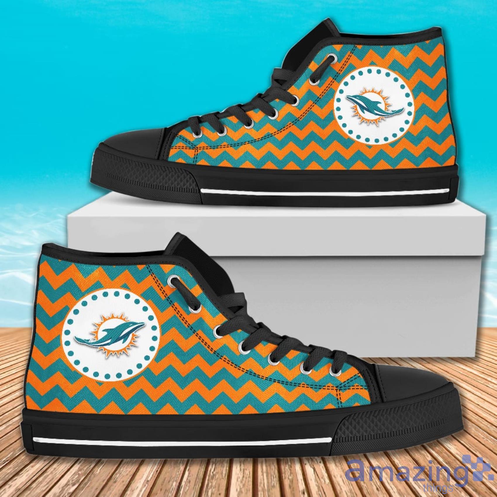 Chevron Broncos Miami Dolphins High Top Shoes For Men And Women Product Photo 1 Chevron Broncos Miami Dolphins High Top Shoes For Men And Women Product Photo 1