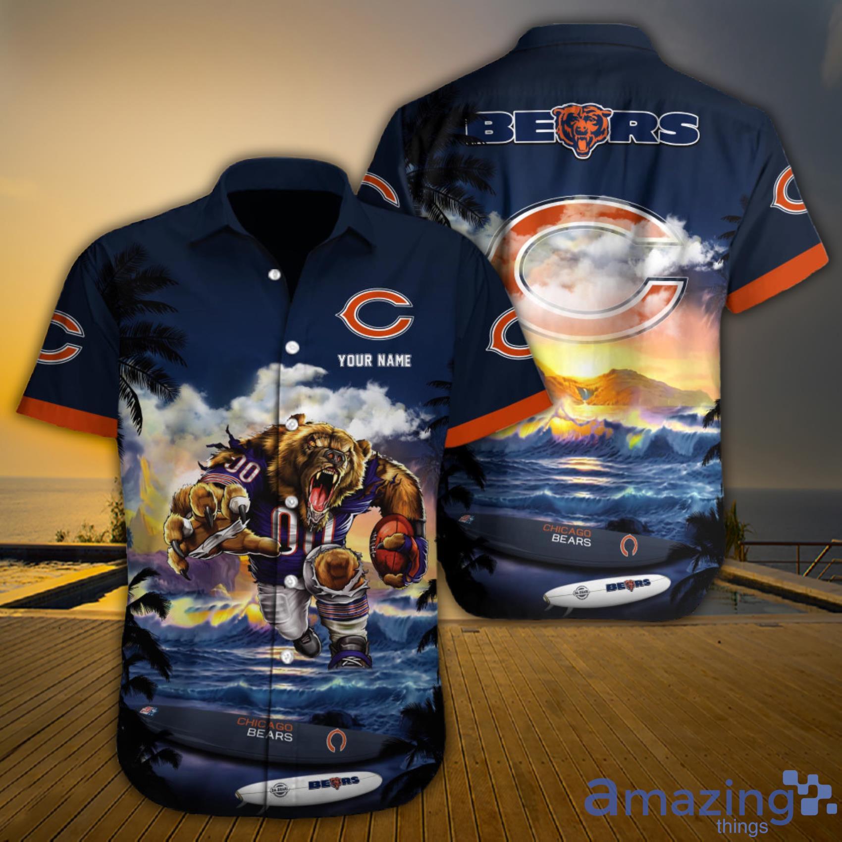 Chicago Bears Beautiful Beach Sunset Aloha Hawaiian Shirt And Beach Short