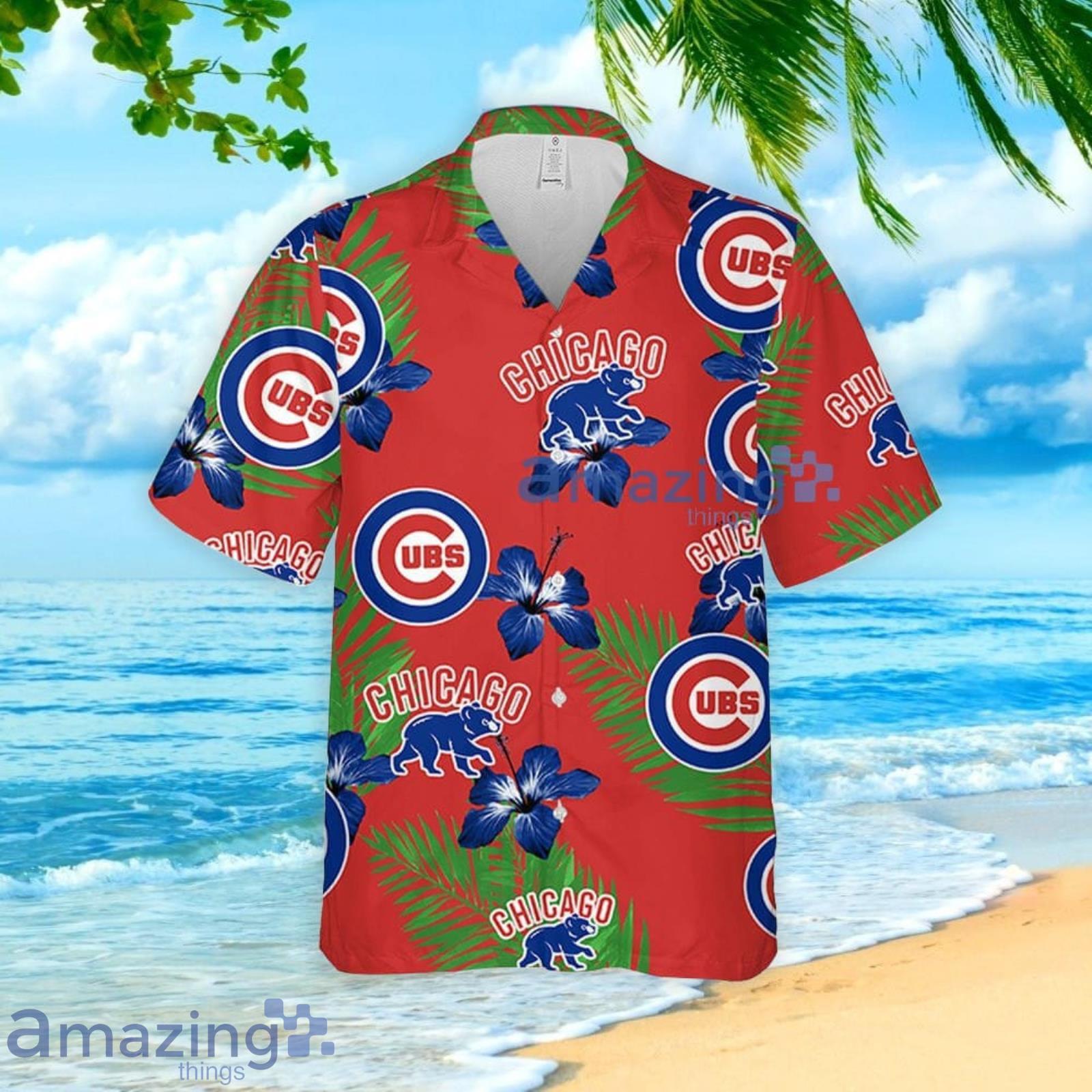 Chicago Cubs Hibiscus Flower Pattern Hawaiian Shirt And Shorts Summer Gift For Cubs Fans image Chicago Cubs Hibiscus Flower Pattern Hawaiian Shirt And Shorts Summer Gift For Cubs Fans Product Photo 2