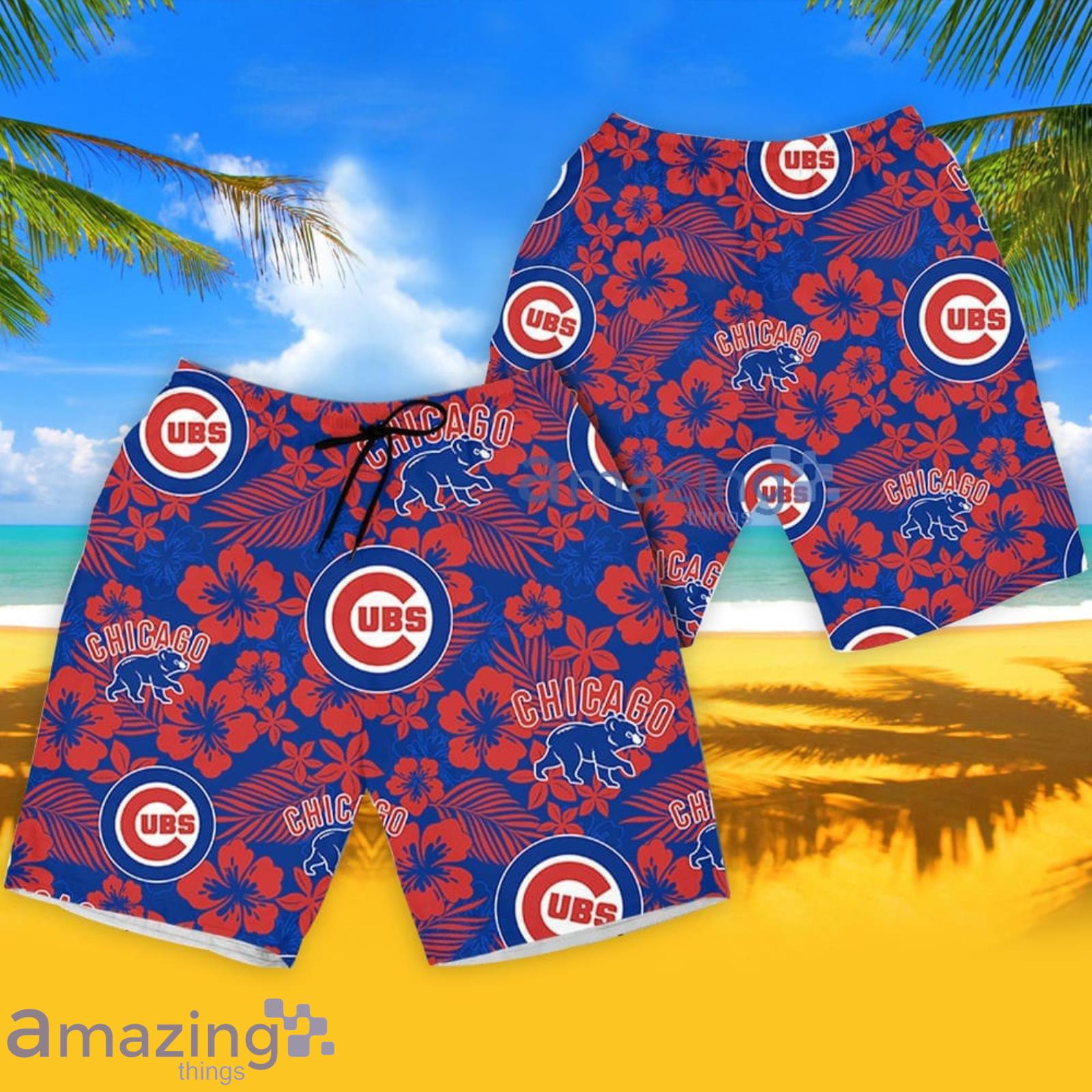 Cubs Hawaiian Shirt Hibiscus Flower Pattern Chicago Cubs Gift