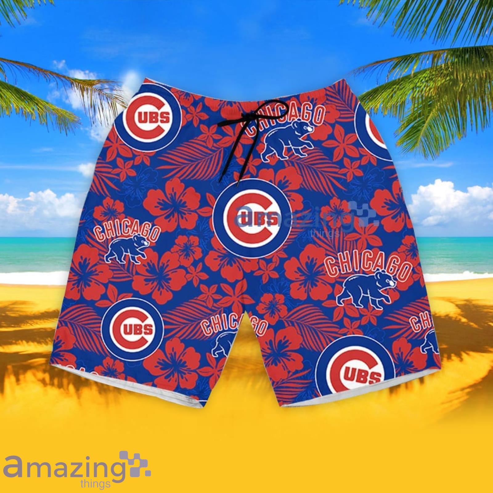 Chicago Cubs Hibiscus Seamless Pattern Hawaiian Shirt And Shorts Summer Gift For Cubs Fans image Chicago Cubs Hibiscus Seamless Pattern Hawaiian Shirt And Shorts Summer Gift For Cubs Fans Product Photo 5