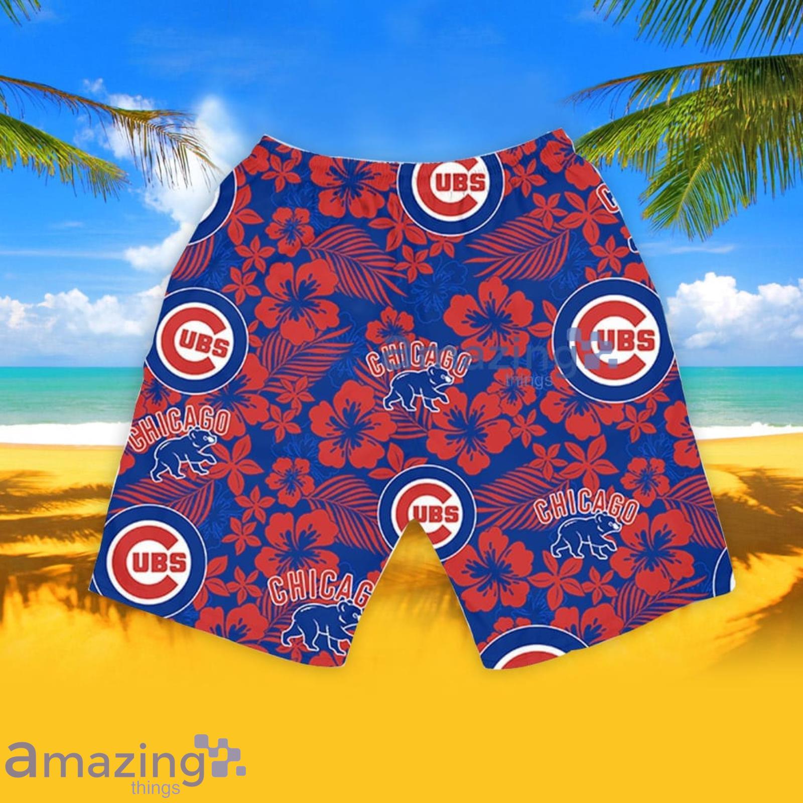 Cubs Hawaiian Shirt Hibiscus Flower Pattern Chicago Cubs Gift