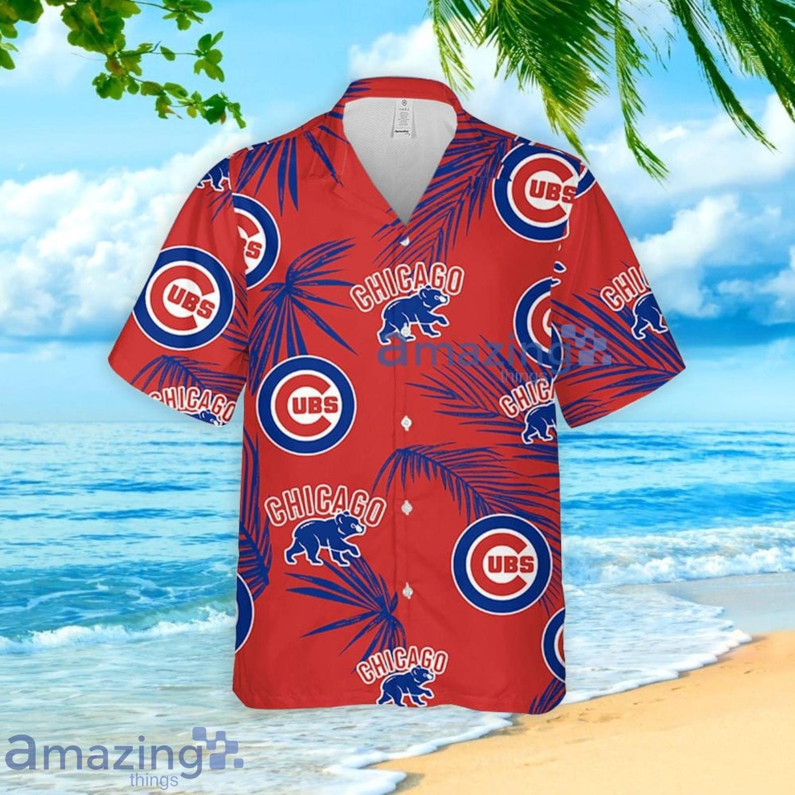 Chicago Cubs Palm Leaves Pattern 3D All Over Print Hawaiian Shirt