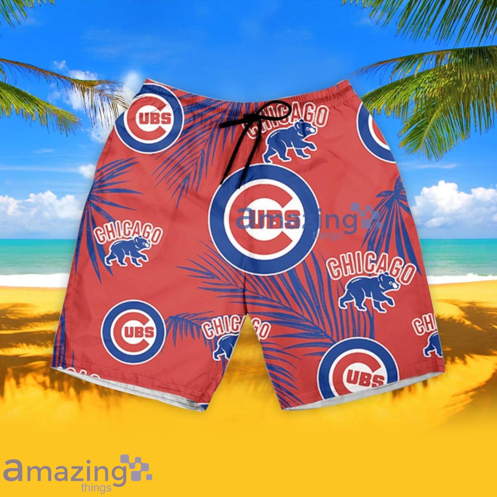 Chicago Cubs Palm Leaves Pattern 3D All Over Print Hawaiian Shirt