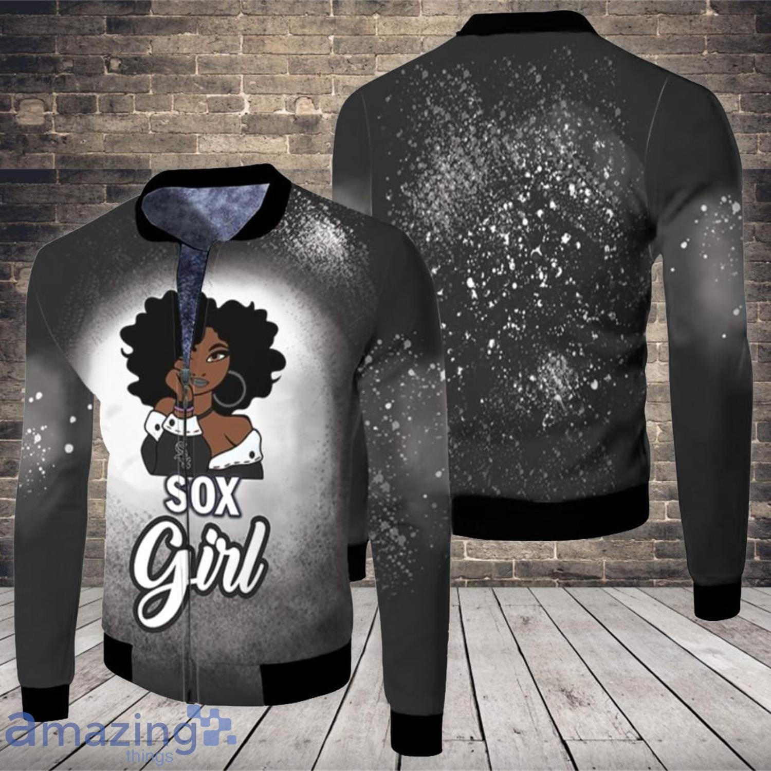 Chicago White Sox Girl African Girl MLB Team Gift For Chicago White Sox Fans  Fleece Bomber Jacket