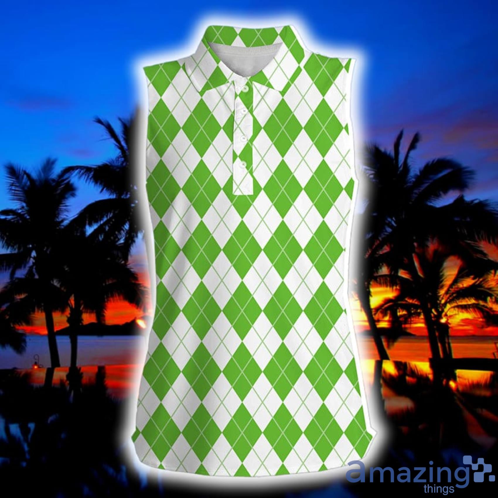 Christmas Plaid Green And White Argyle Pattern Golf Gifts For Women Womens Sleeveless Polo Shirt Product Photo 1
