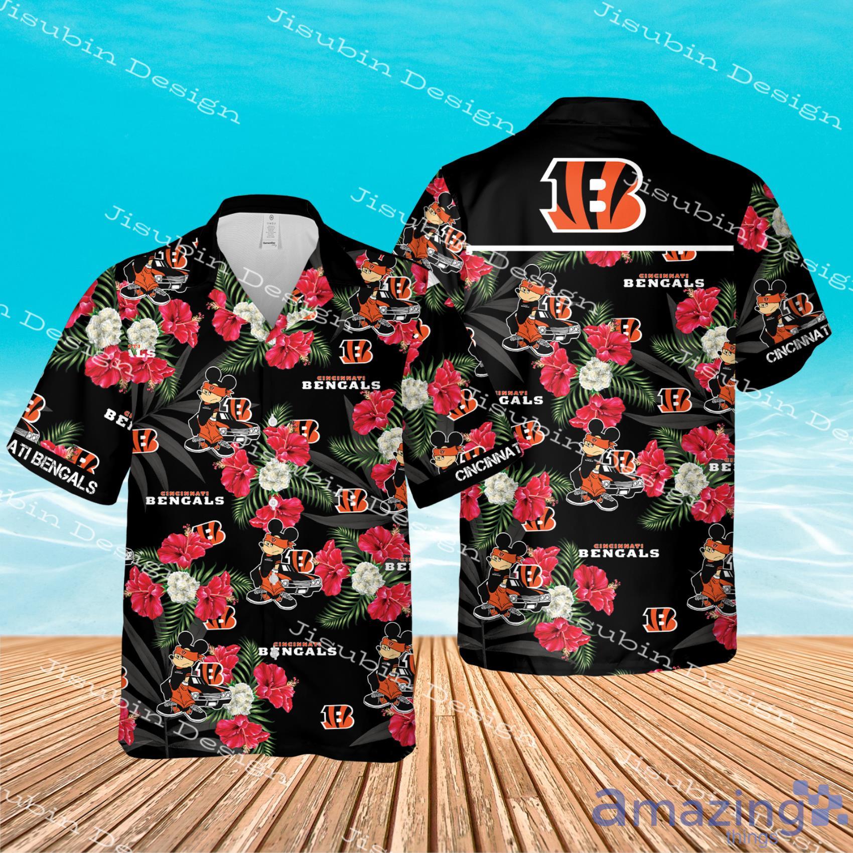 Cincinnati Bengals Men's Hawaiian Outfit Button Down Shirt Casual