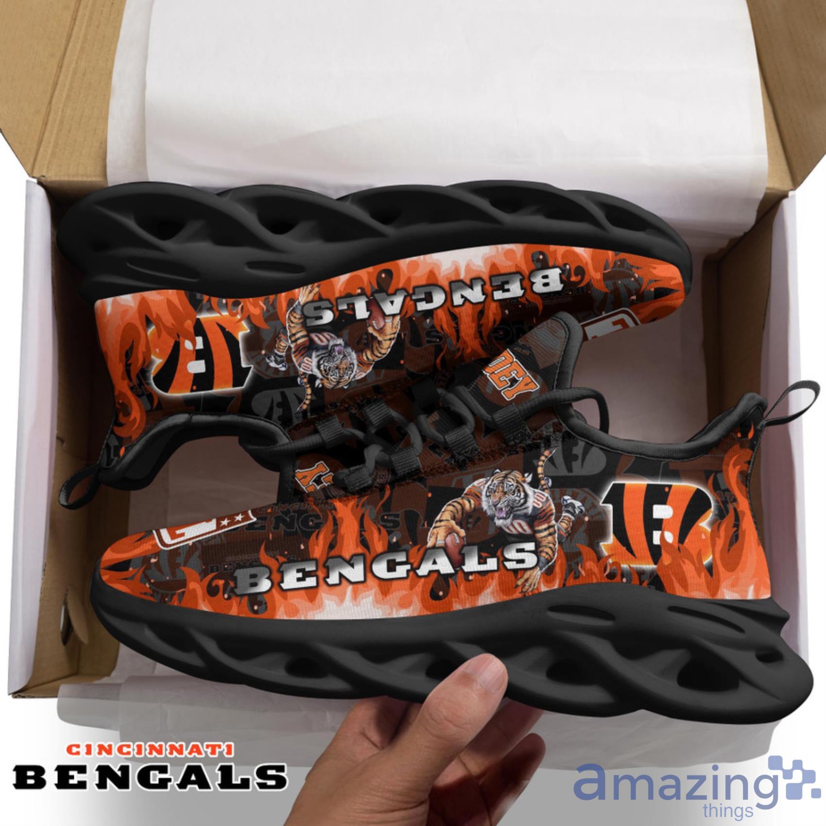 Cincinnati Bengals NFL Fire Flame Pattern Max Soul Shoes Gift For Fans image Cincinnati Bengals NFL Fire Flame Pattern Max Soul Shoes Gift For Fans Product Photo 2