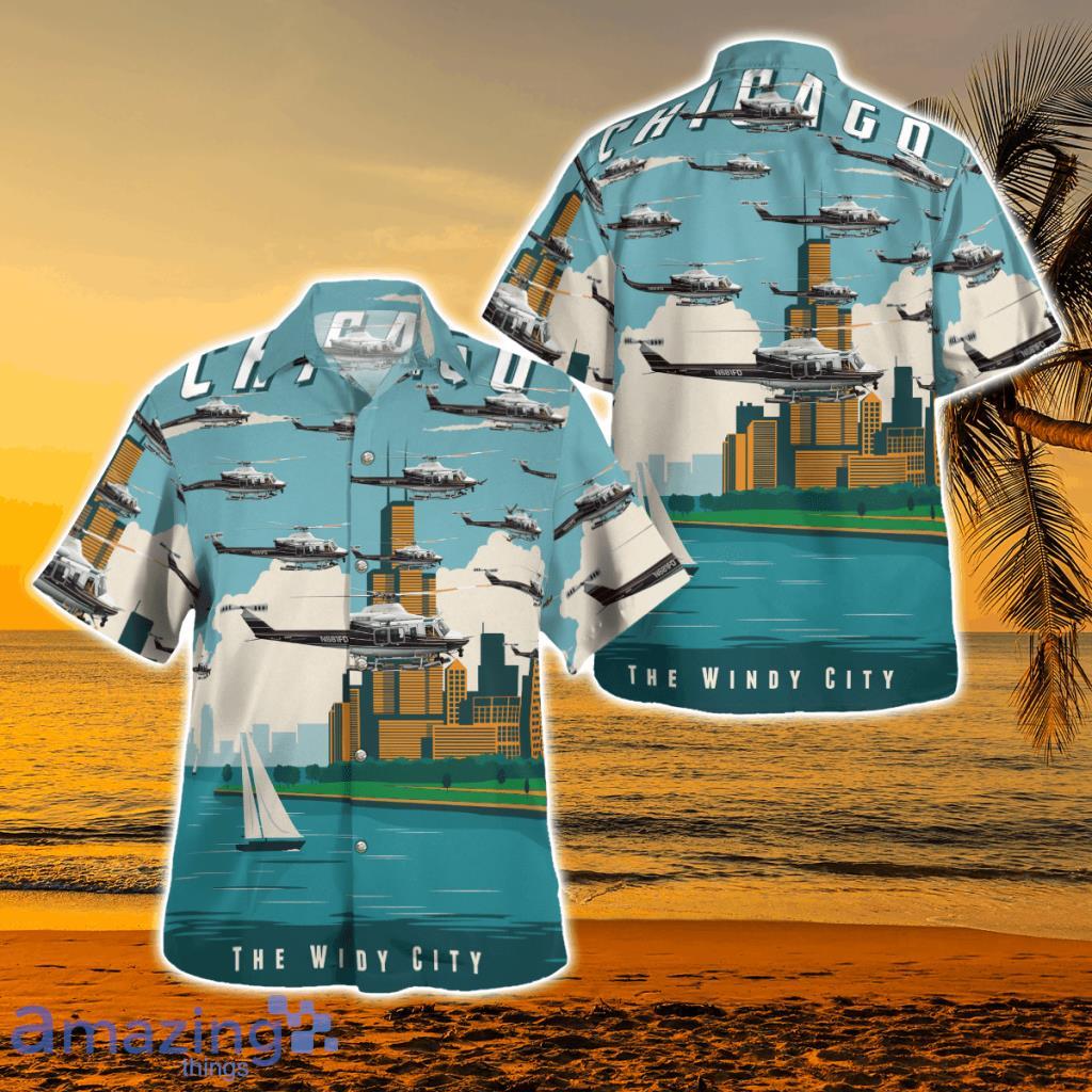 City Of Chicago Fire Department Bell 412ep Hawaiian Shirt - City Of Chicago Fire Department Bell 412ep Hawaiian Shirt
