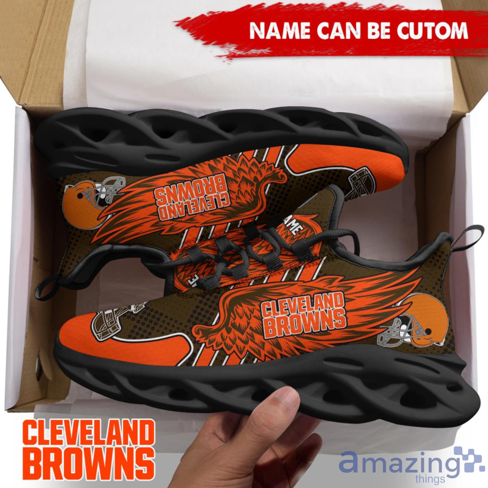 Cleveland Browns NFL Custom Name Angle Wings Max Soul Shoes For Men Women